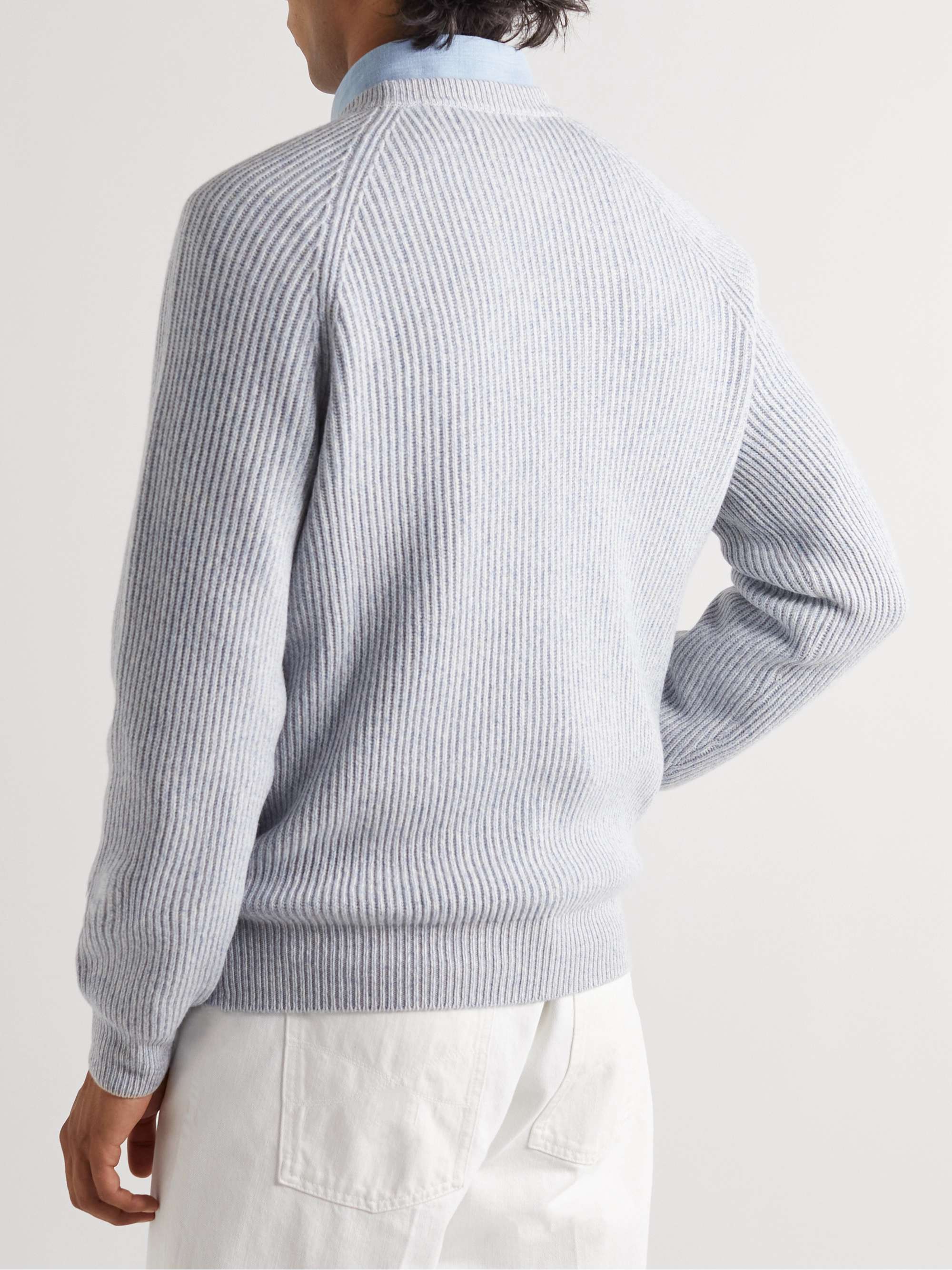 BRUNELLO CUCINELLI Ribbed Wool, Cashmere and Silk-Blend Sweater