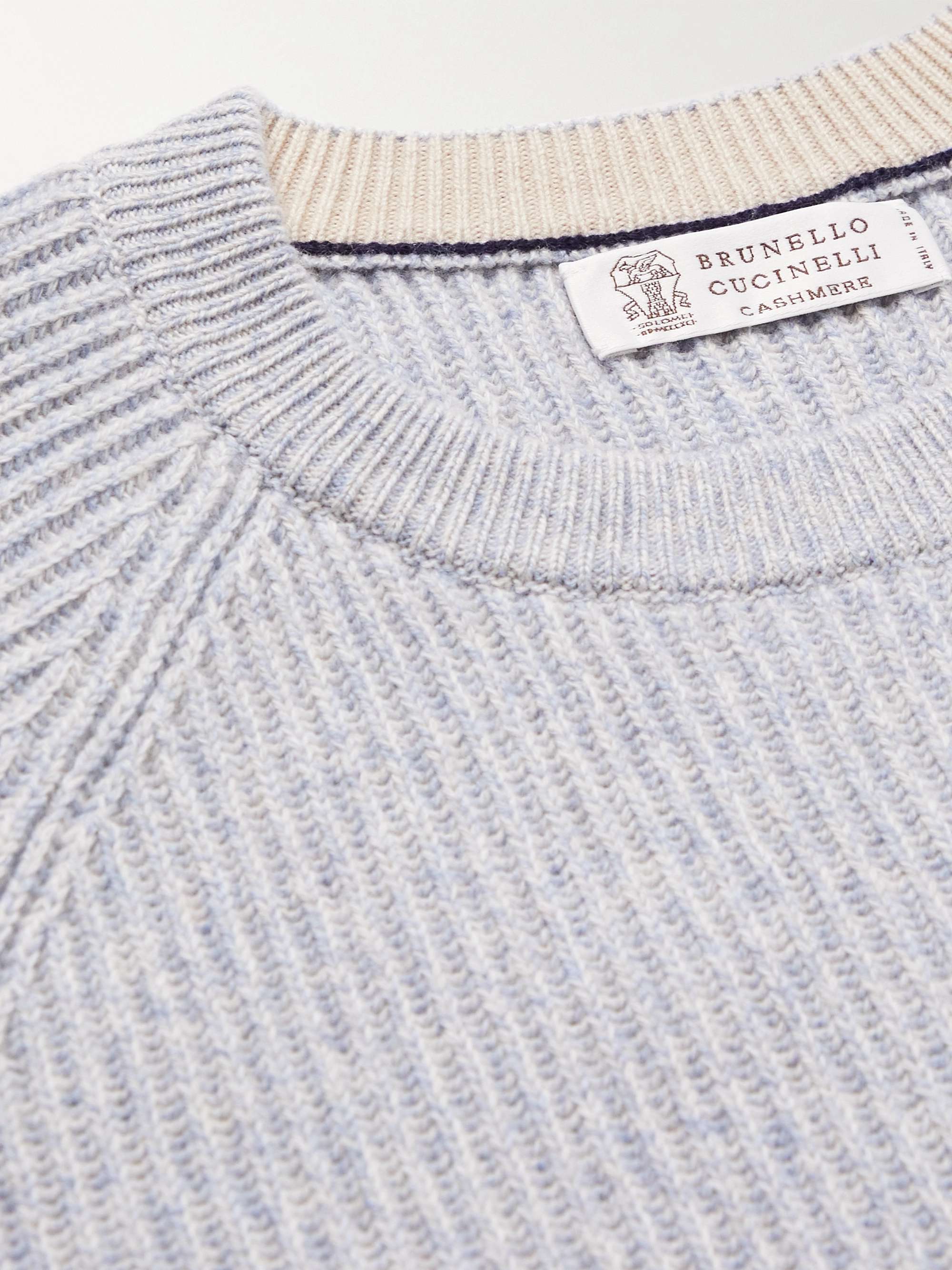 BRUNELLO CUCINELLI Ribbed Wool, Cashmere and Silk-Blend Sweater