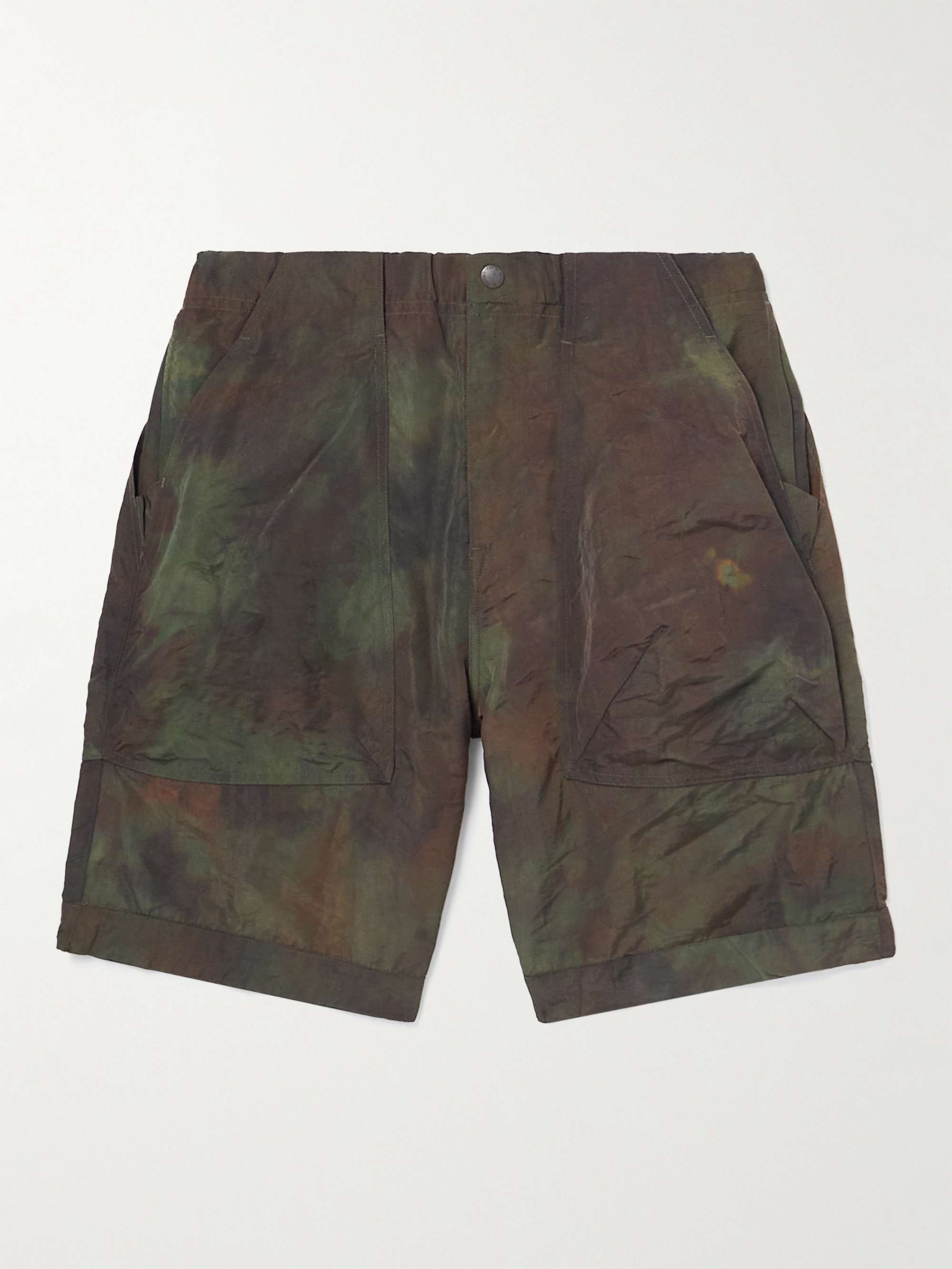 NORBIT BY HIROSHI NOZAWA Straight-Leg Crinkled Tie-Dye Nylon Cargo Shorts