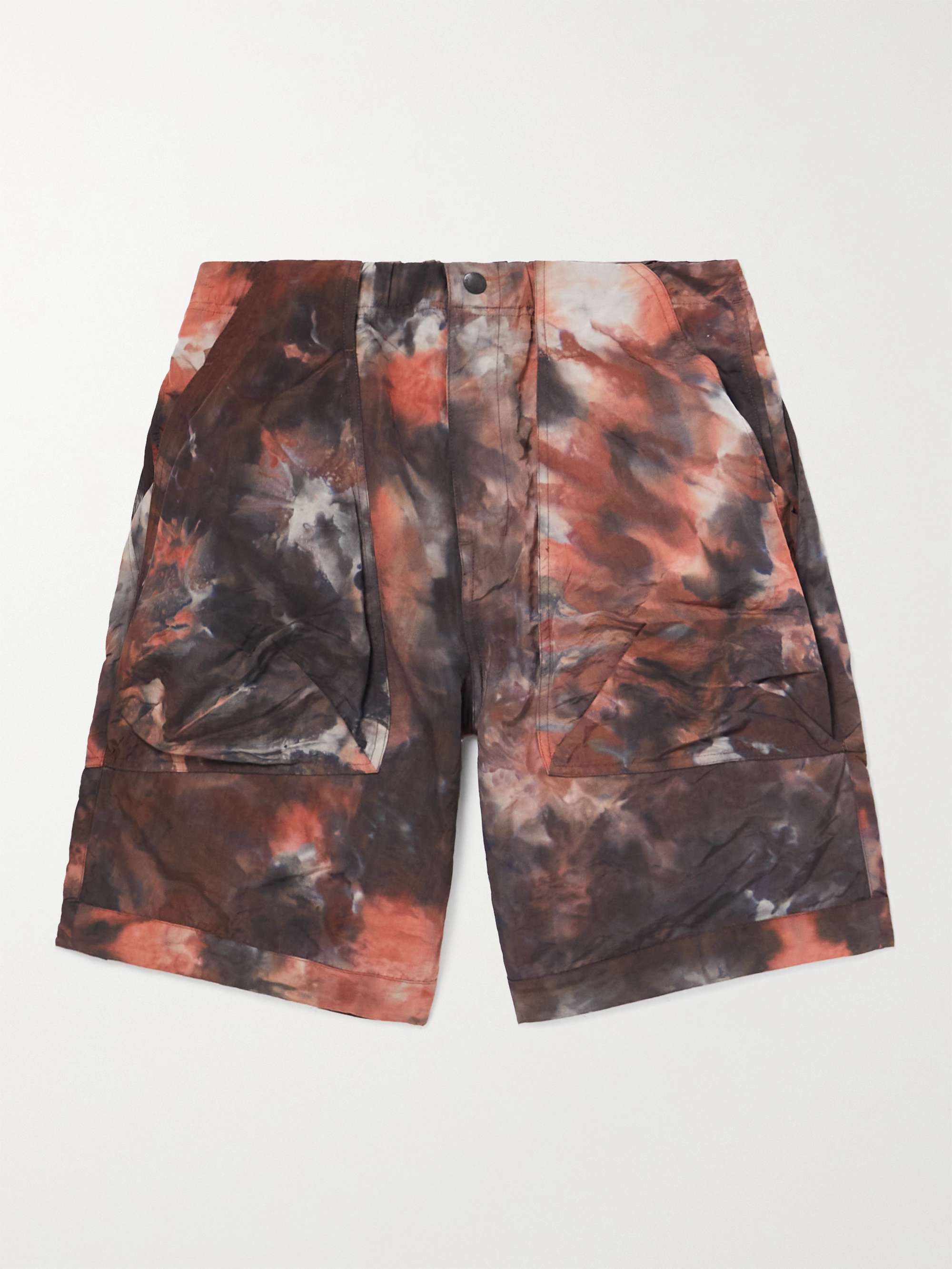NORBIT BY HIROSHI NOZAWA Straight-Leg Crinkled Tie-Dye Nylon Cargo Shorts