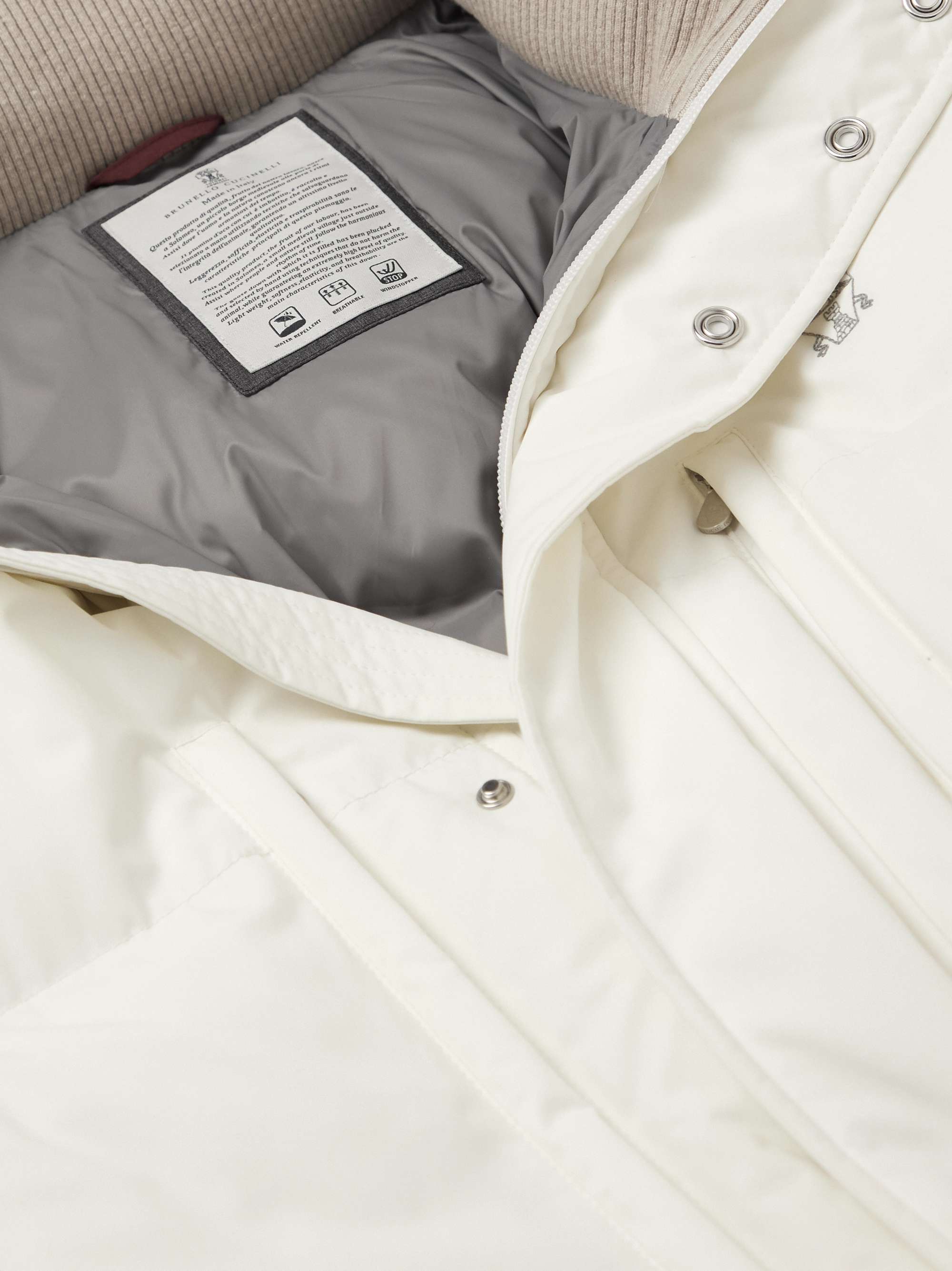 BRUNELLO CUCINELLI Two-Tone Quilted Panelled Hooded Down Ski Jacket