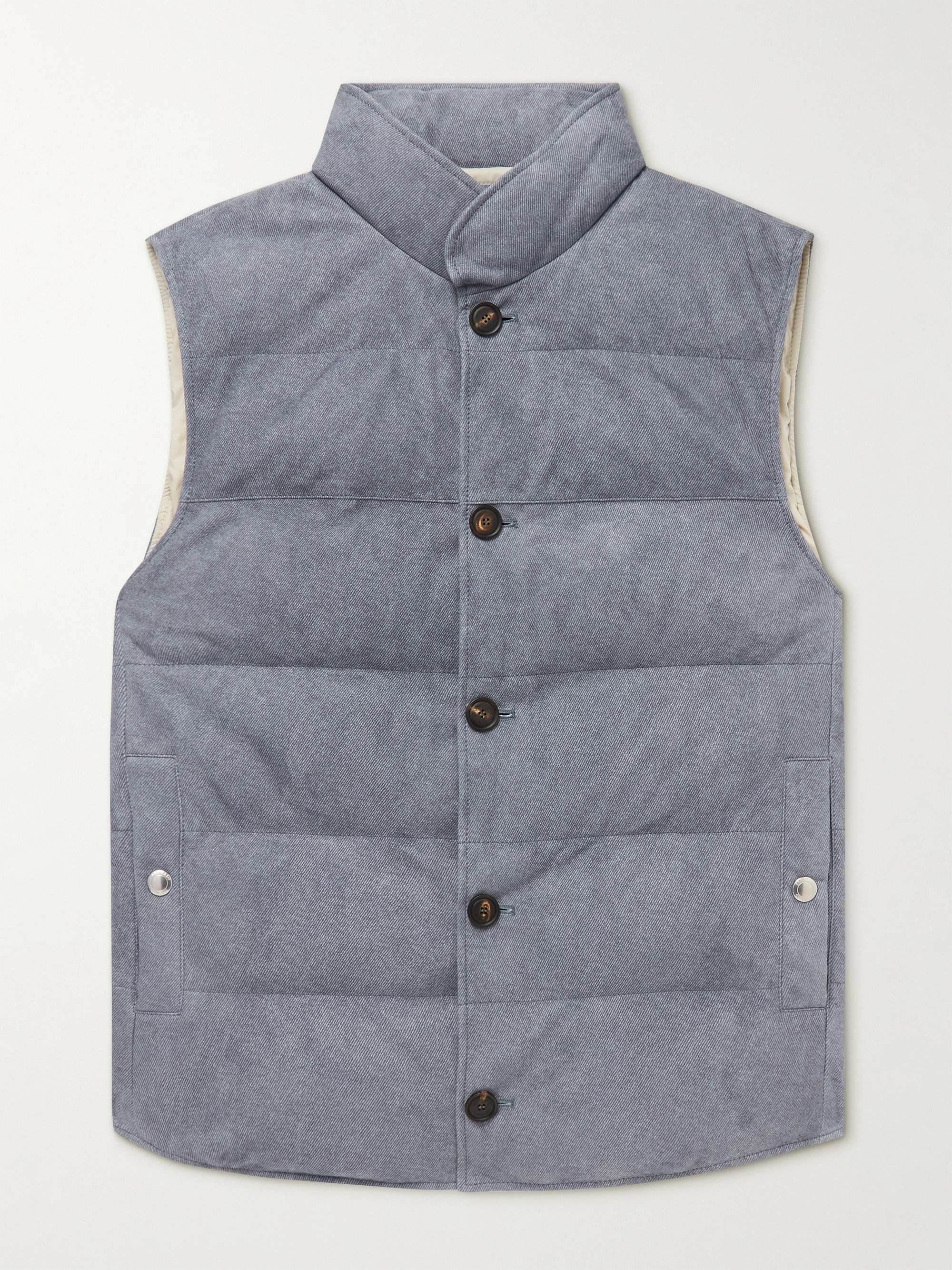 BRUNELLO CUCINELLI Quilted Printed Suede Down Gilet