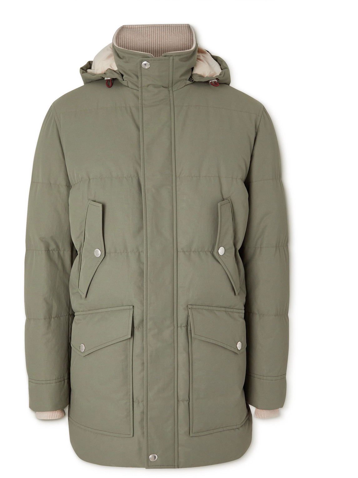 Quilted Cotton-Shell Hooded Down Parka