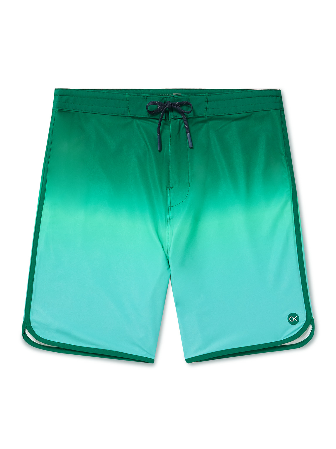 Outerknown Tasty Scallop Mid-length Printed Recycled-shell Swim Shorts In Green