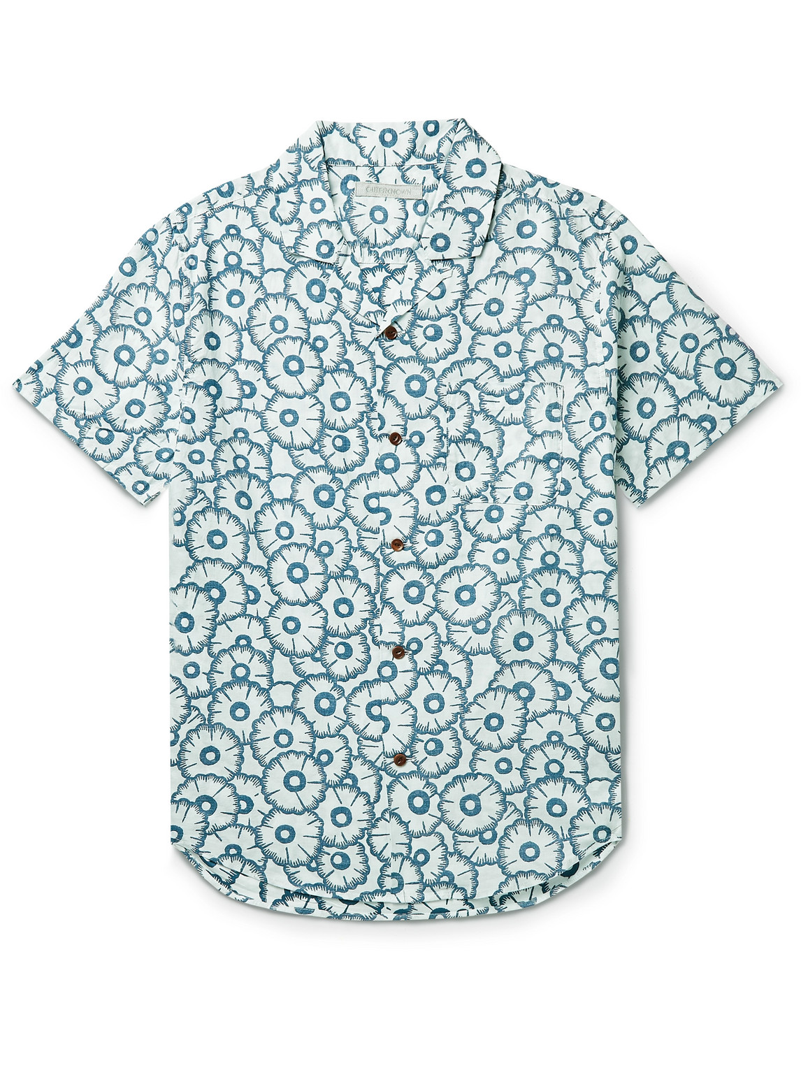 Outerknown Bbq Convertible-collar Floral-print Organic Cotton And Hemp-blend Shirt In Blue