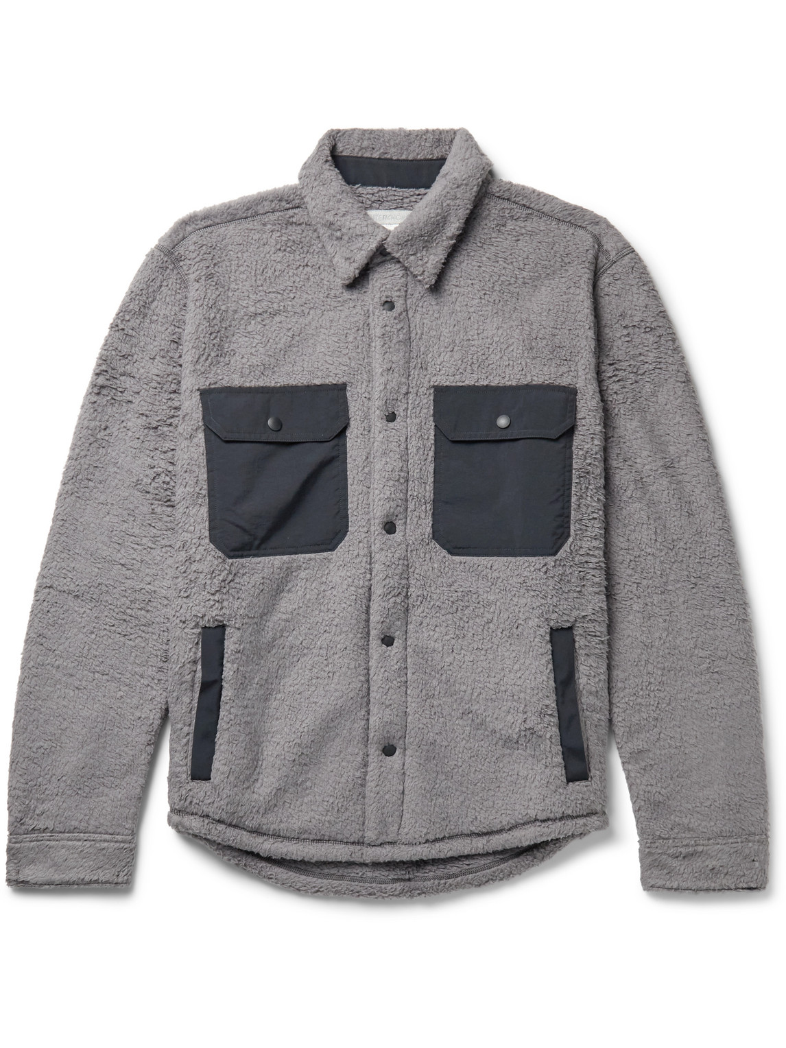 Outerknown Skyline Econyl-trimmed Recycled-fleece Shirt Jacket In Gray