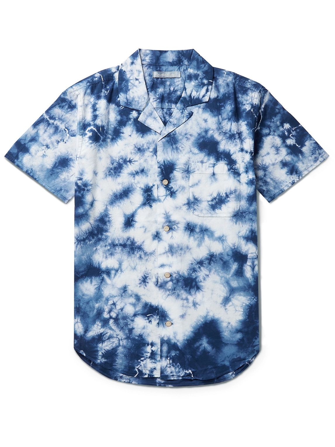 Outerknown Bbq Convertible-collar Tie-dyed Organic Cotton-voile Shirt In Blue