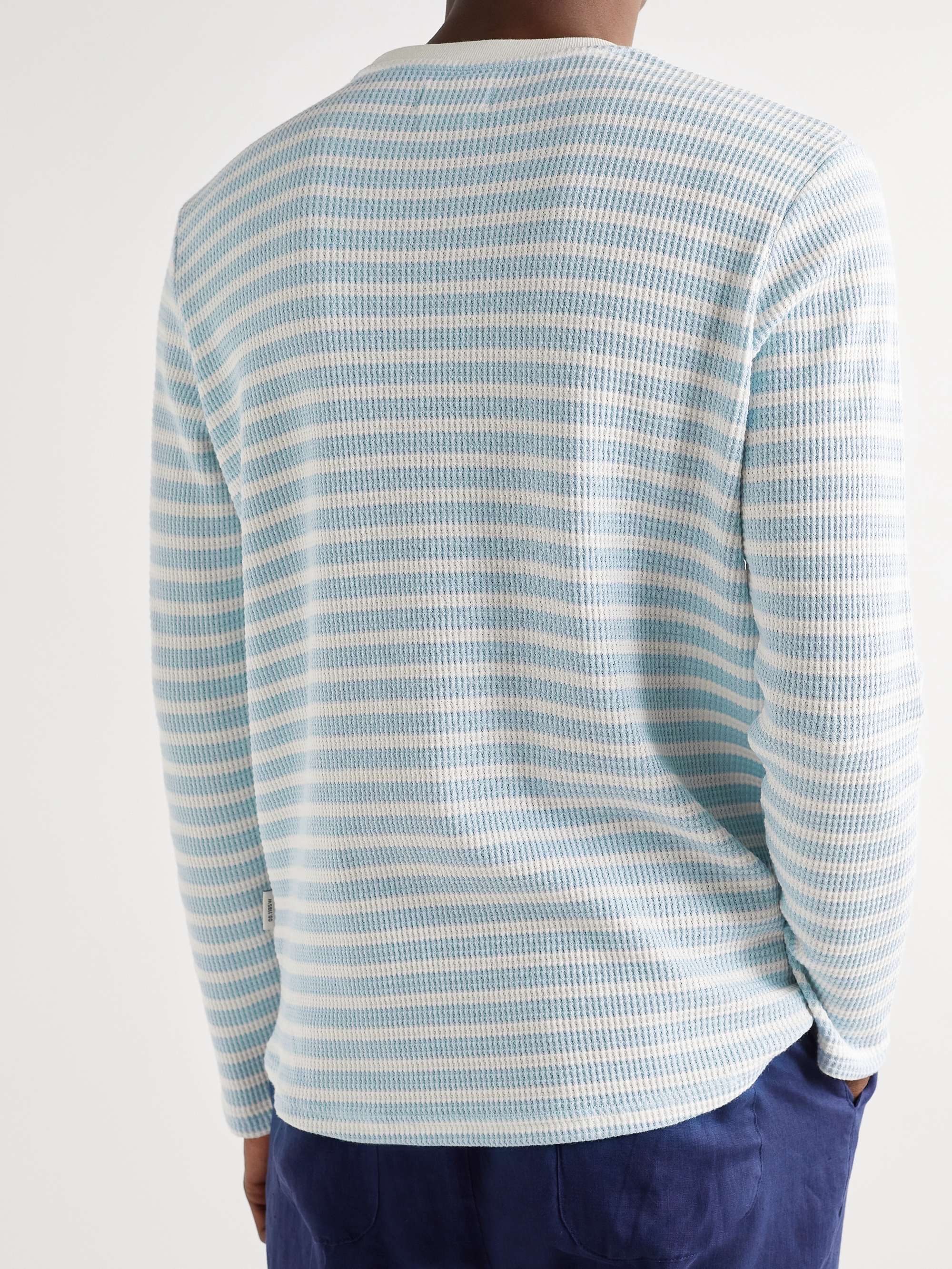 OLIVER SPENCER Striped Waffle-Knit Organic Cotton-Blend T-Shirt