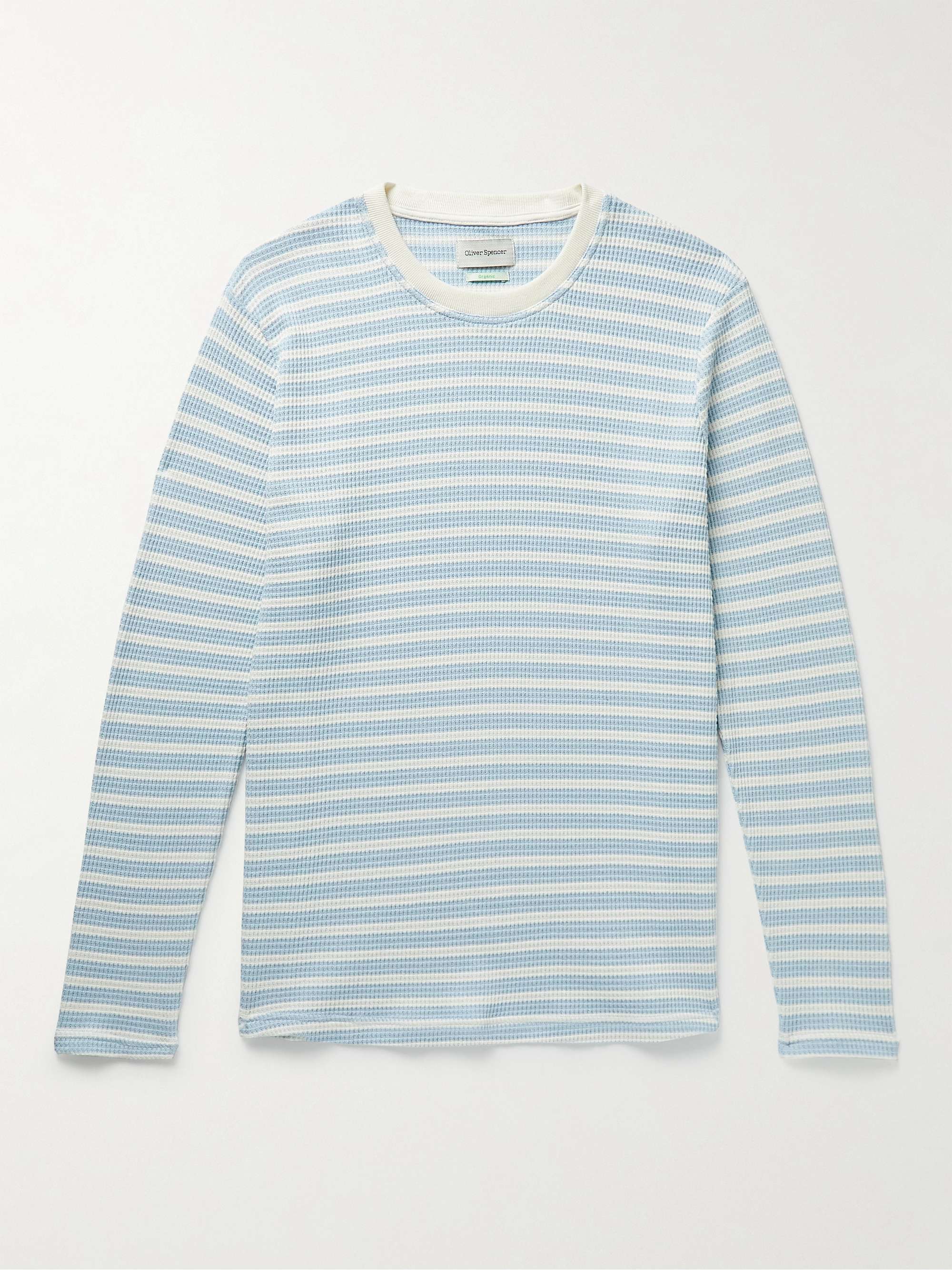 OLIVER SPENCER Striped Waffle-Knit Organic Cotton-Blend T-Shirt