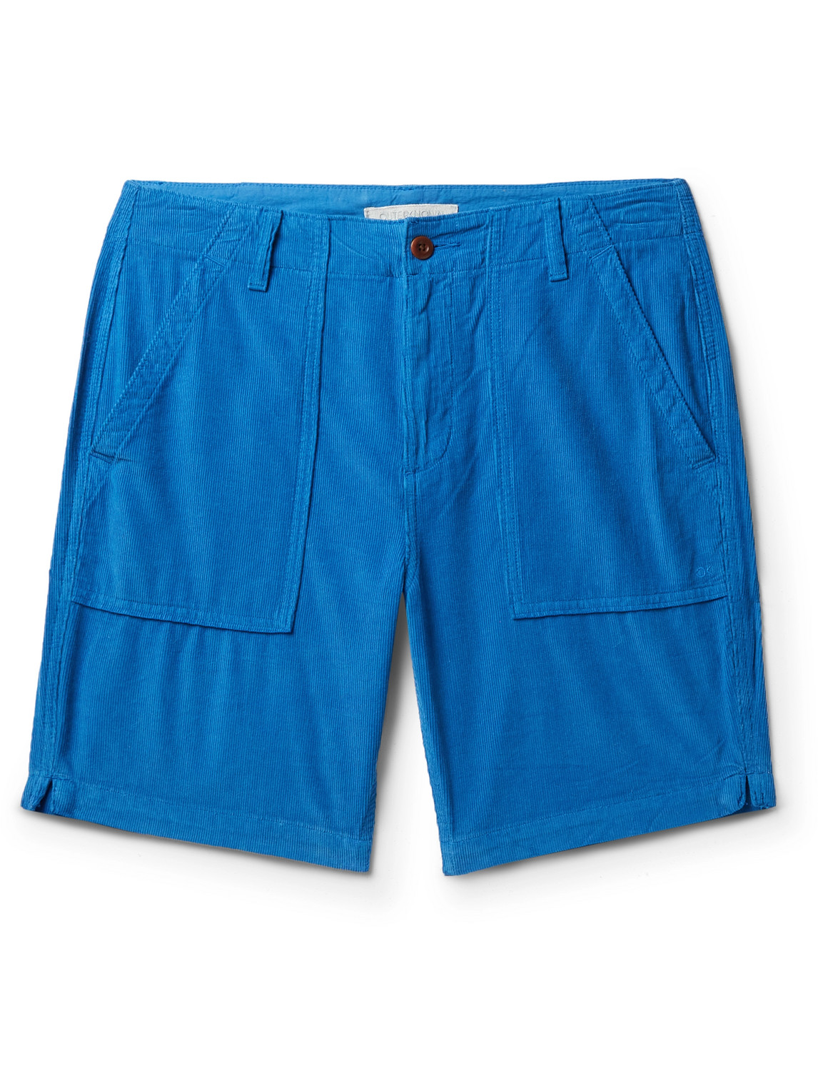 Outerknown Straight-leg Seventyseven Organic Cotton-corduroy Shorts In Blue