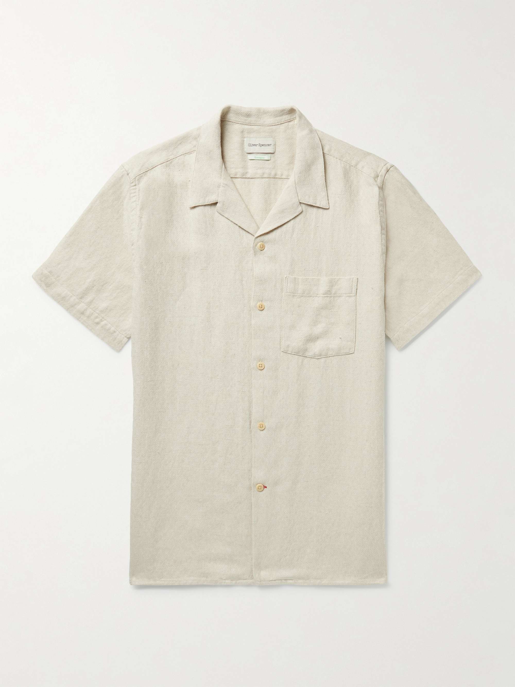 OLIVER SPENCER Havana Camp-Collar Linen and Cotton-Blend Shirt