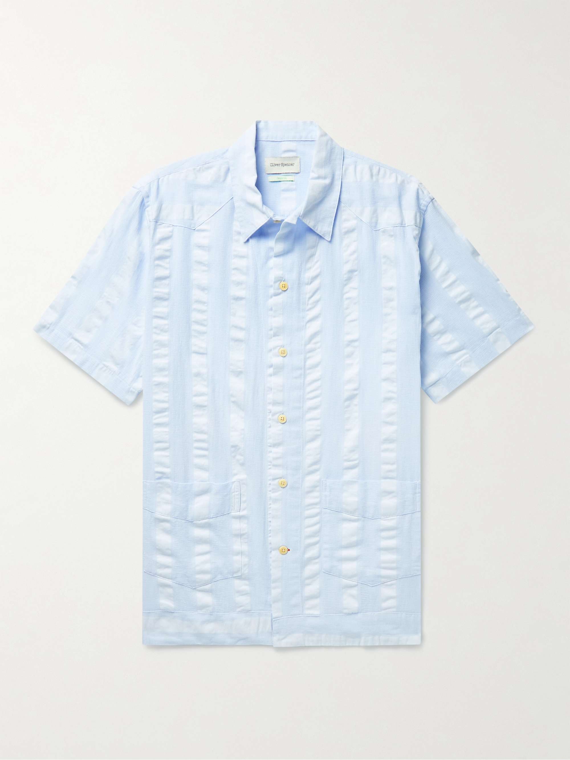 OLIVER SPENCER Cuban Striped Organic Cotton-Gauze Shirt