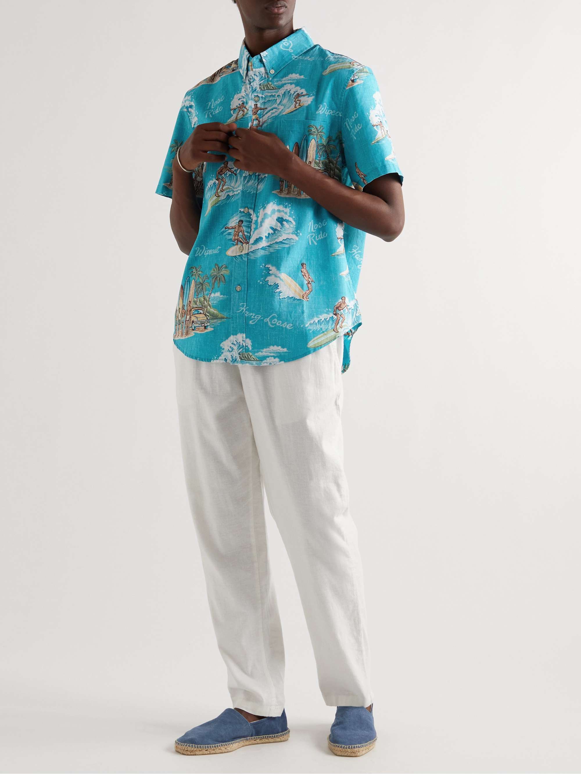 REYN SPOONER Waveriders Button-Down Collar Printed Spooner Kloth Shirt
