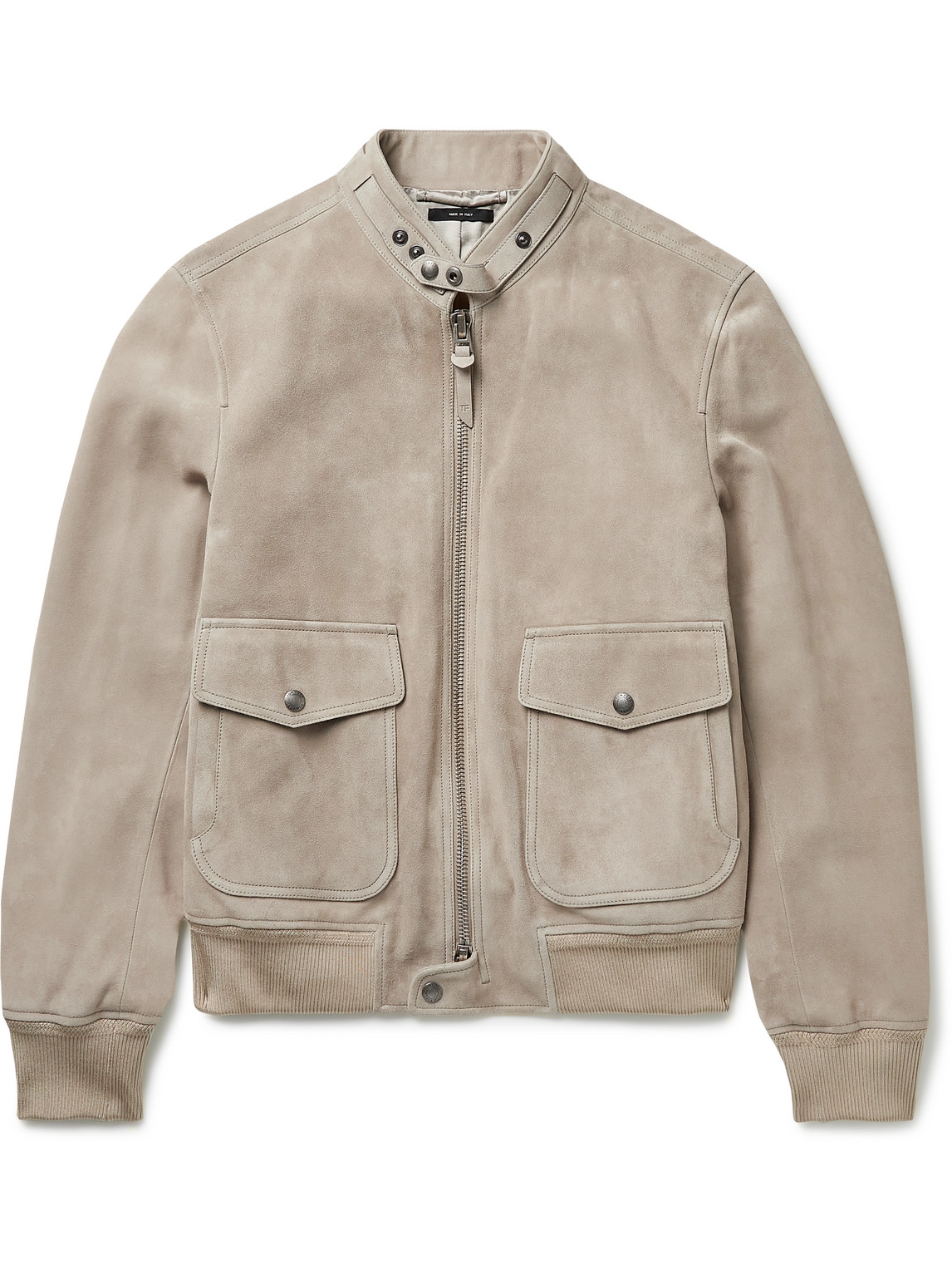 Tom Ford Members Only Slim-fit Suede Jacket In Neutrals | ModeSens