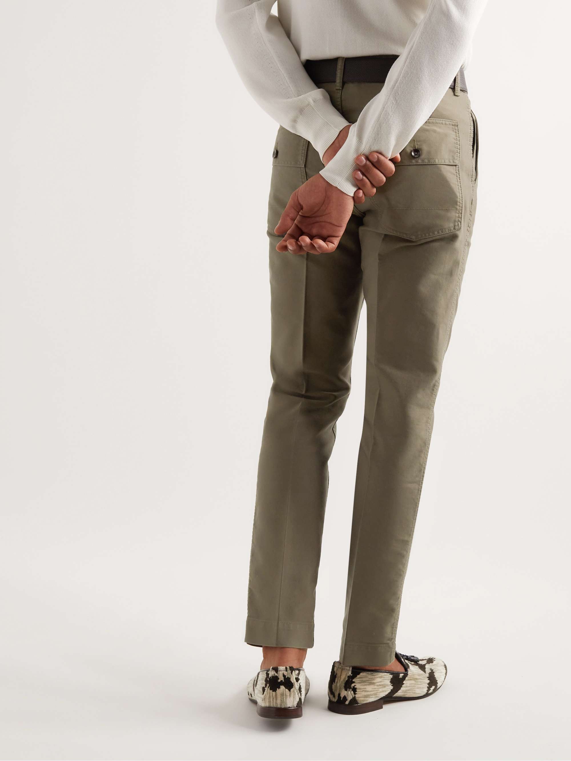 TOM FORD Straight-Leg Pleated Cotton-Satin Trousers
