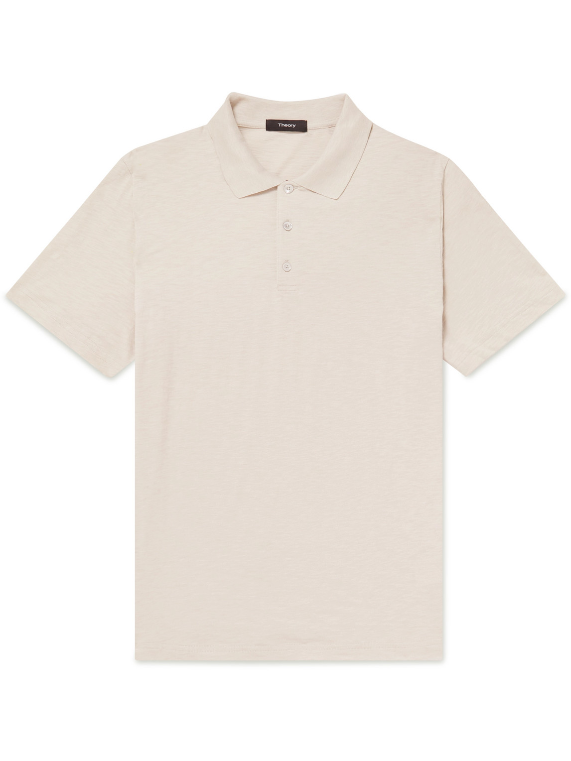 Theory Bron Slubbed Cotton-jersey Polo Shirt In Neutrals