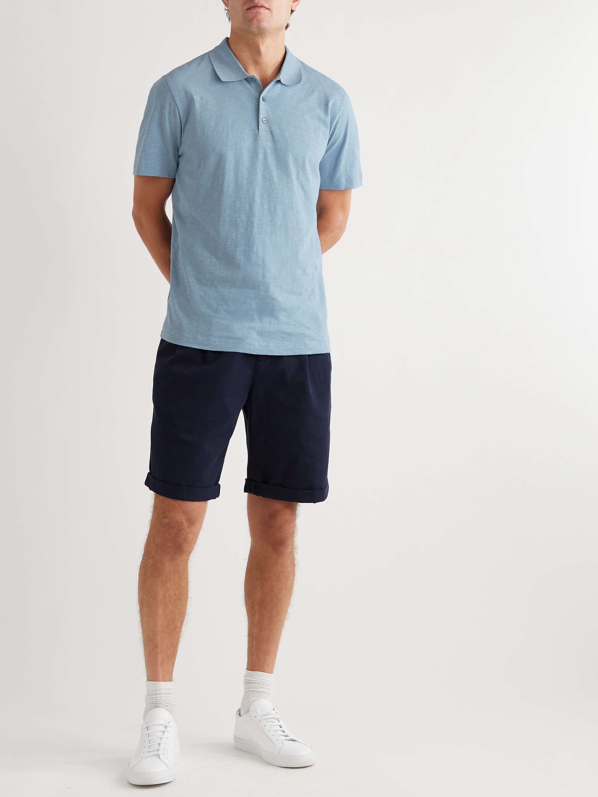 Blue Bron Slubbed Cotton-Jersey Polo Shirt | THEORY | MR PORTER