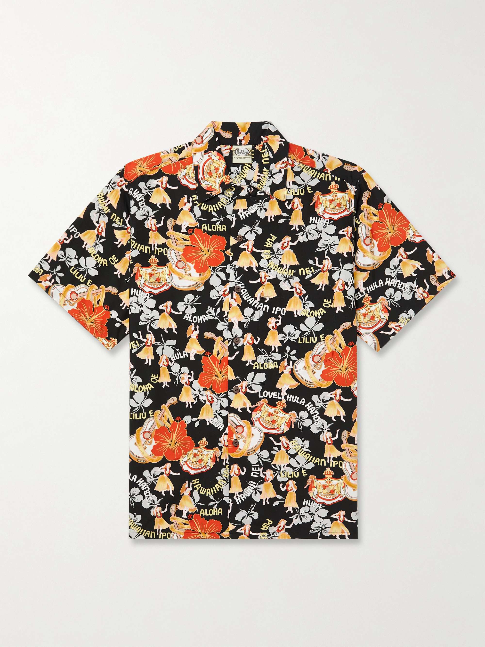 GO BAREFOOT Convertible-Collar Printed Cotton-Blend Shirt