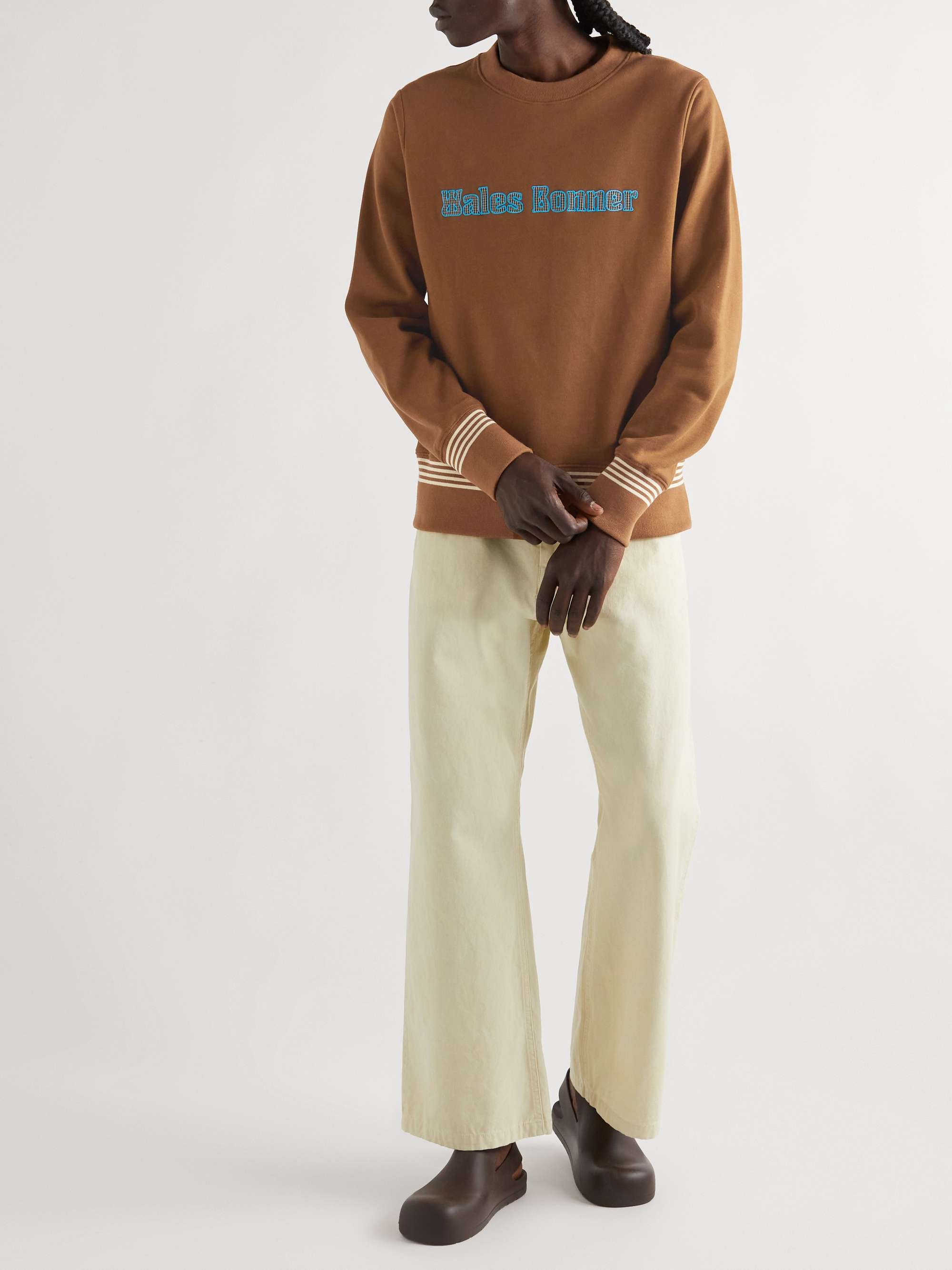 WALES BONNER Slim-Fit Logo-Appliquéd Organic Cotton-Jersey Sweatshirt