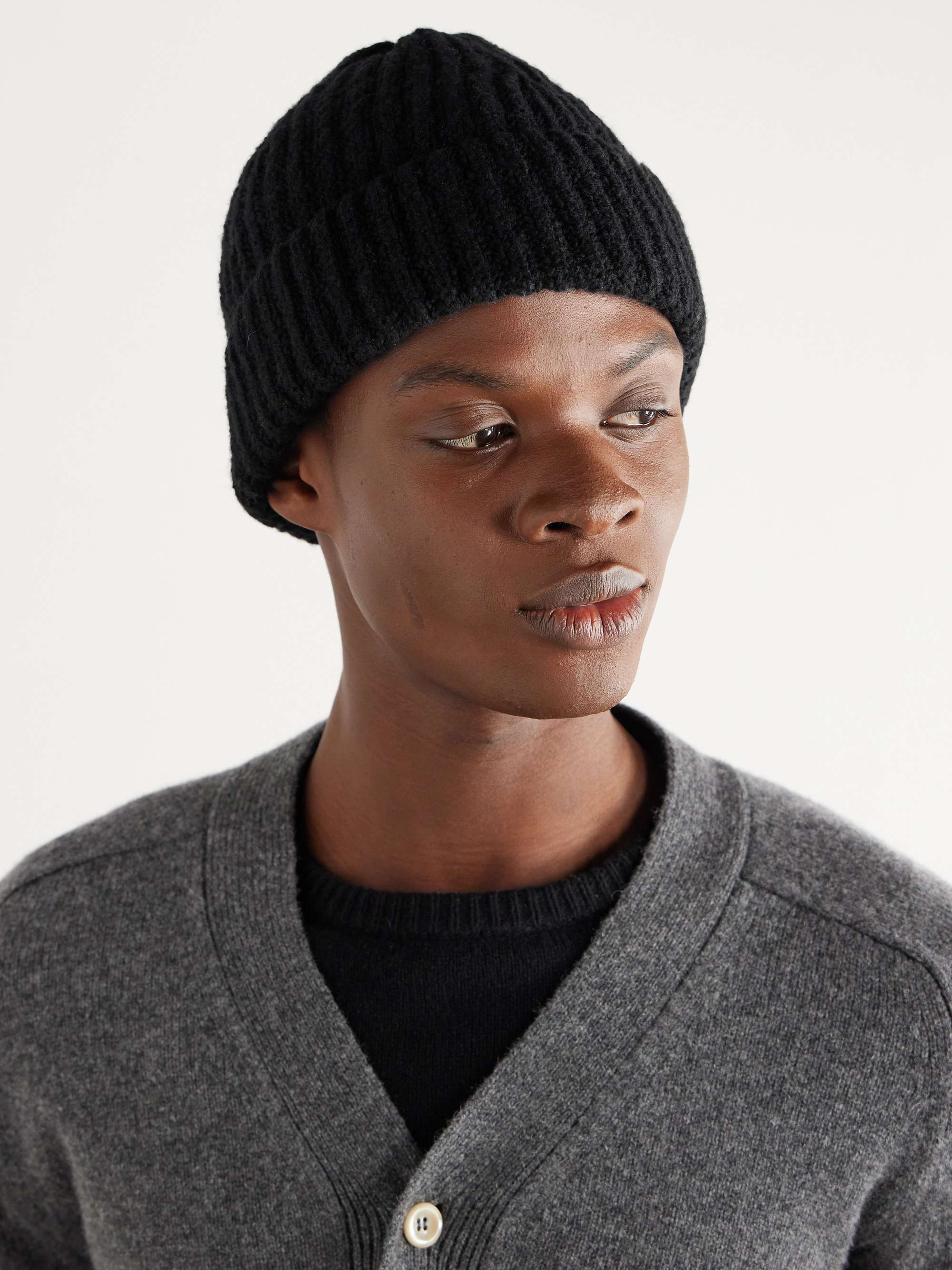 INIS MEÁIN Ribbed Merino Wool and Cashmere-Blend Beanie