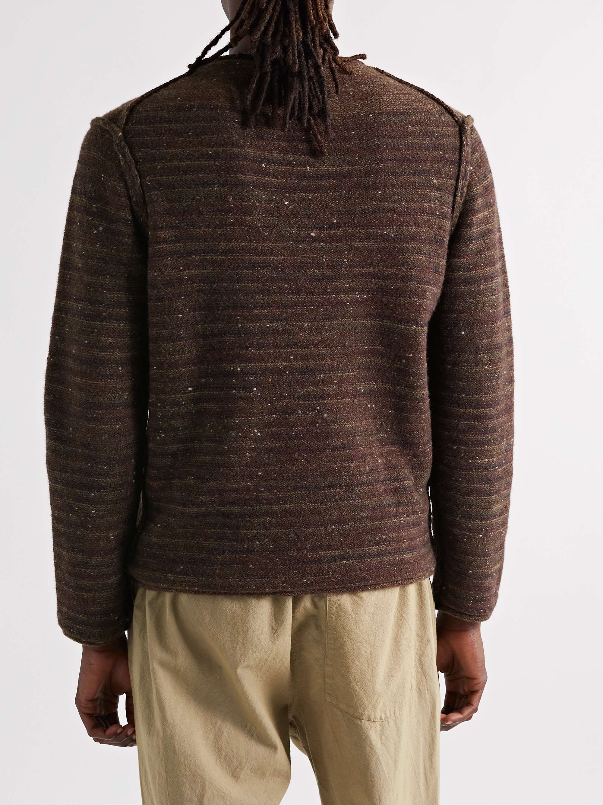 INIS MEÁIN Striped Donegal Merino Wool and Cashmere-Blend Sweater