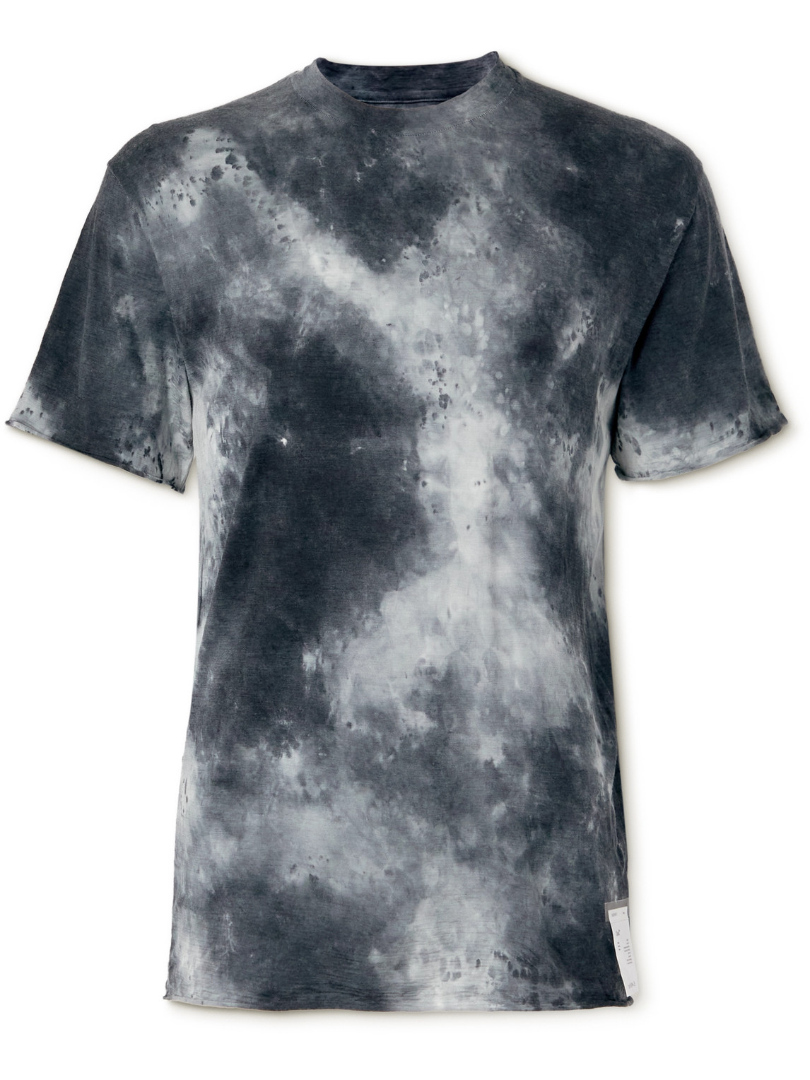 Satisfy Distressed Tie-dyed Cloudmerino Wool-jersey T-shirt In Black