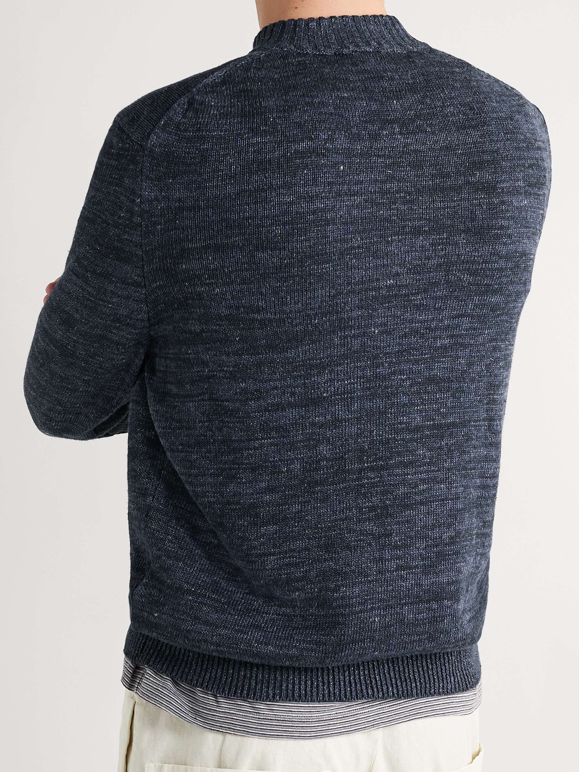 INIS MEÁIN Donegal Linen Half-Zip Sweater