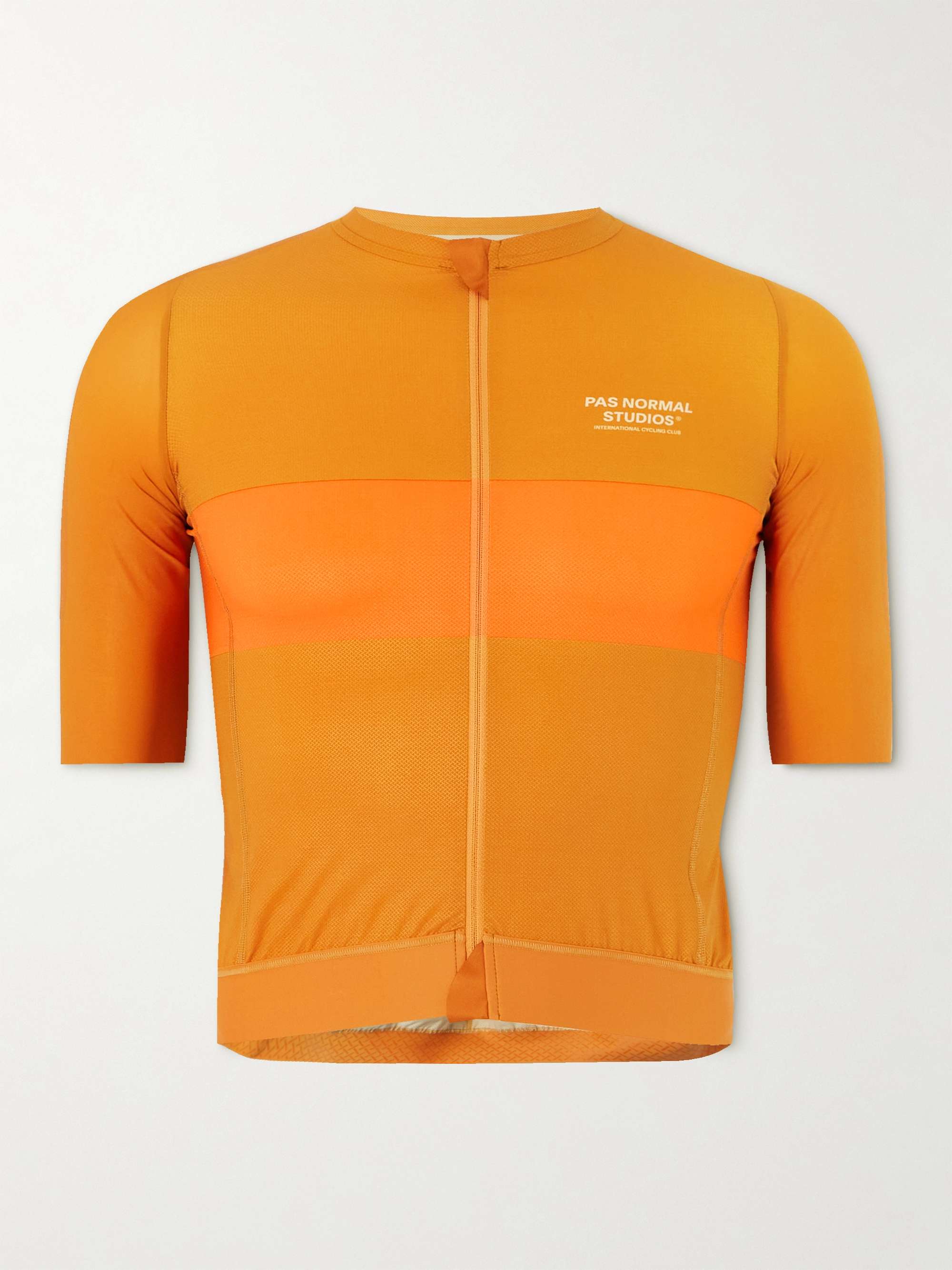 파 노말 스튜디오 사이클링 의류 PAS NORMAL STUDIOS Solitude Striped Logo-Print Cycling Jersey,Orange