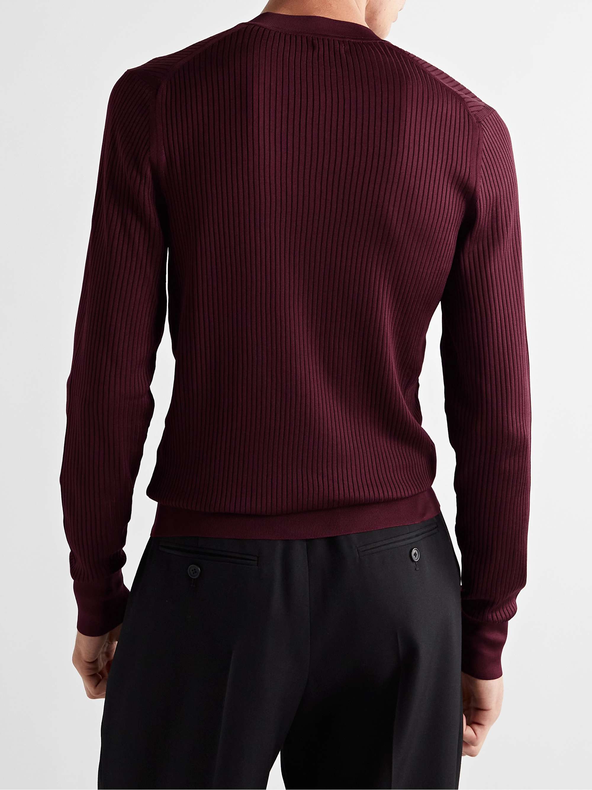TOM FORD Ribbed Mulberry Silk Henley T-Shirt