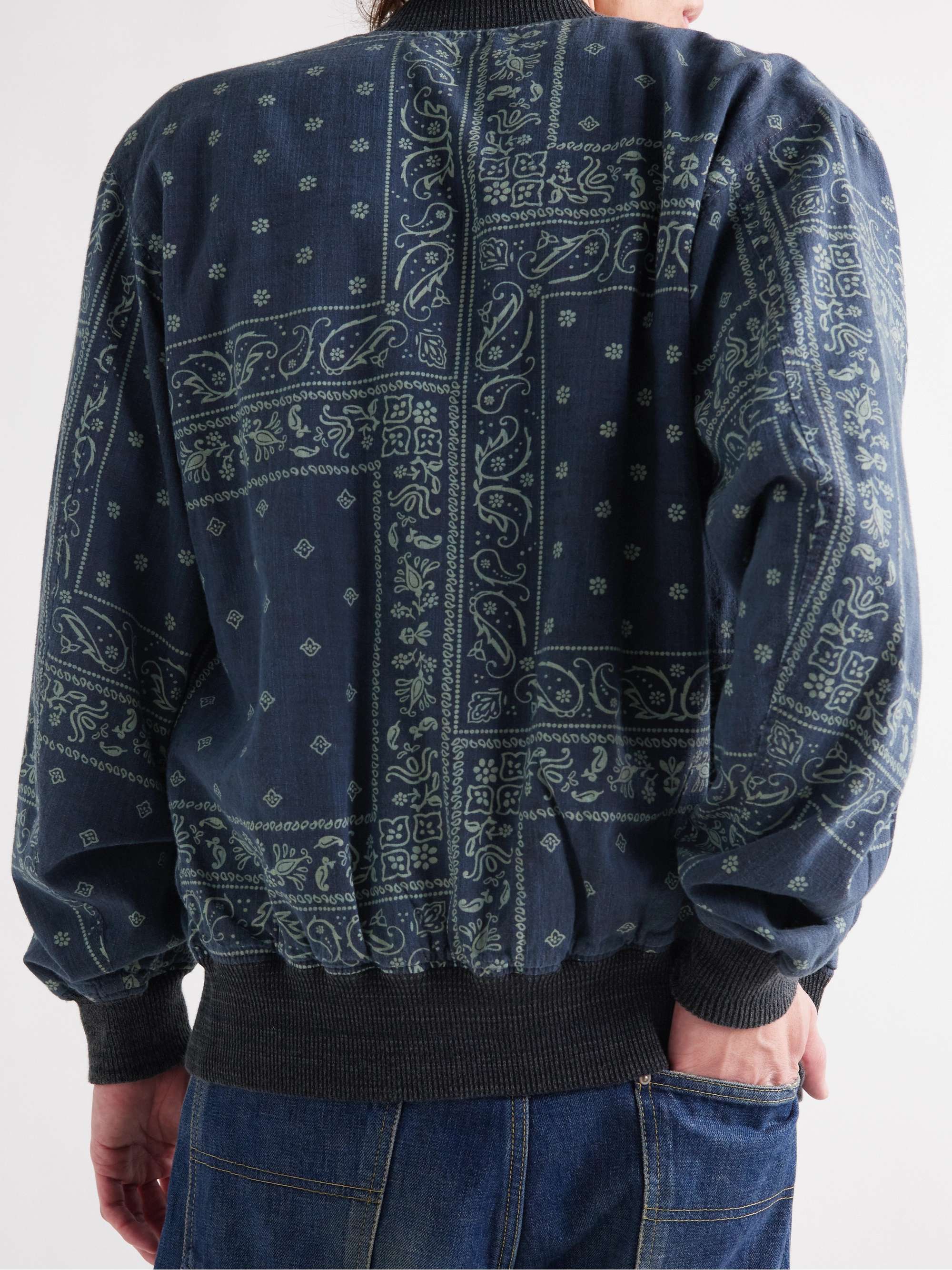 RRL Indigo-Dyed Bandana-Print Cotton Bomber Jacket