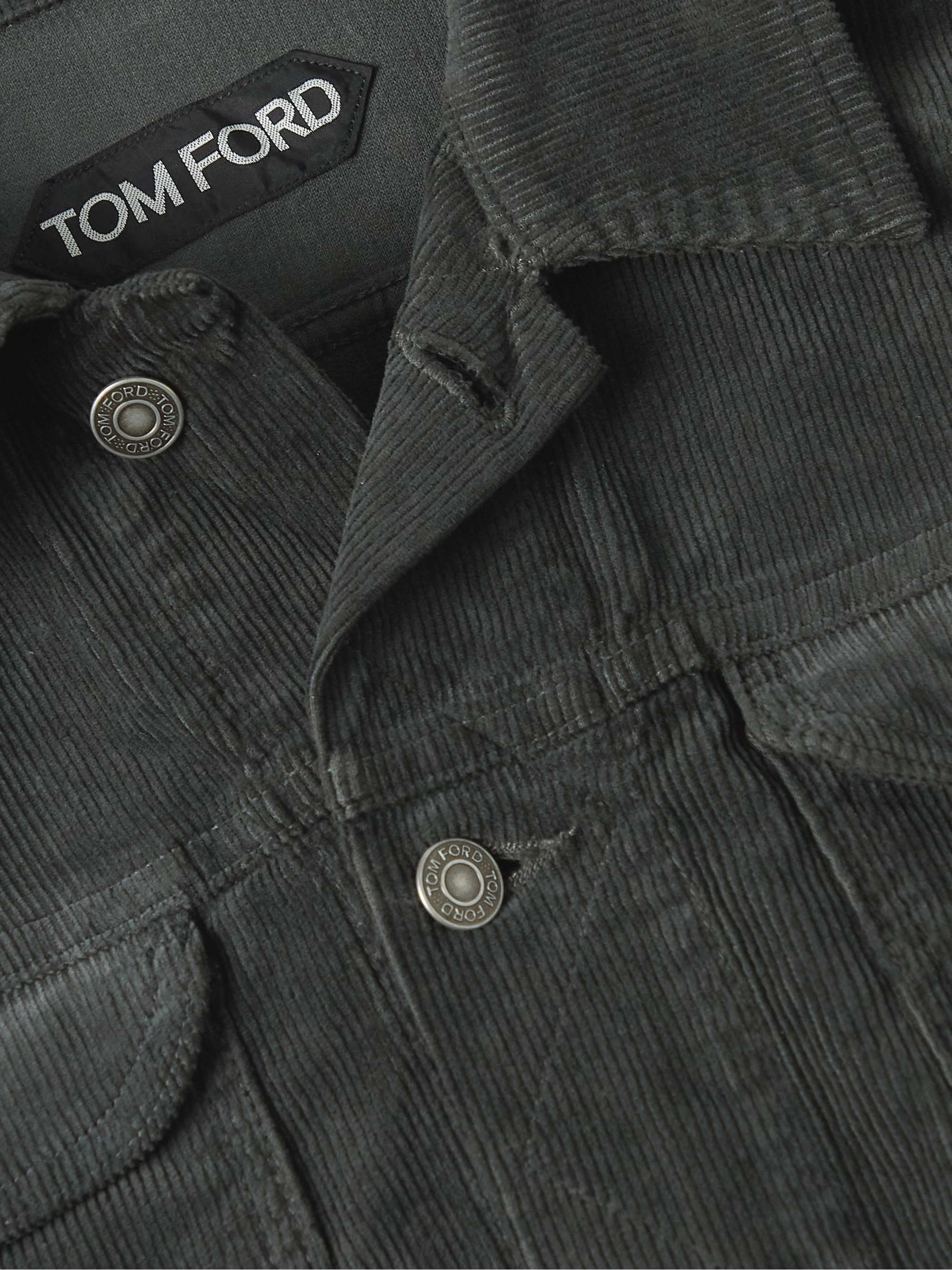 TOM FORD Garment-Dyed Cotton-Blend Corduroy Trucker Jacket