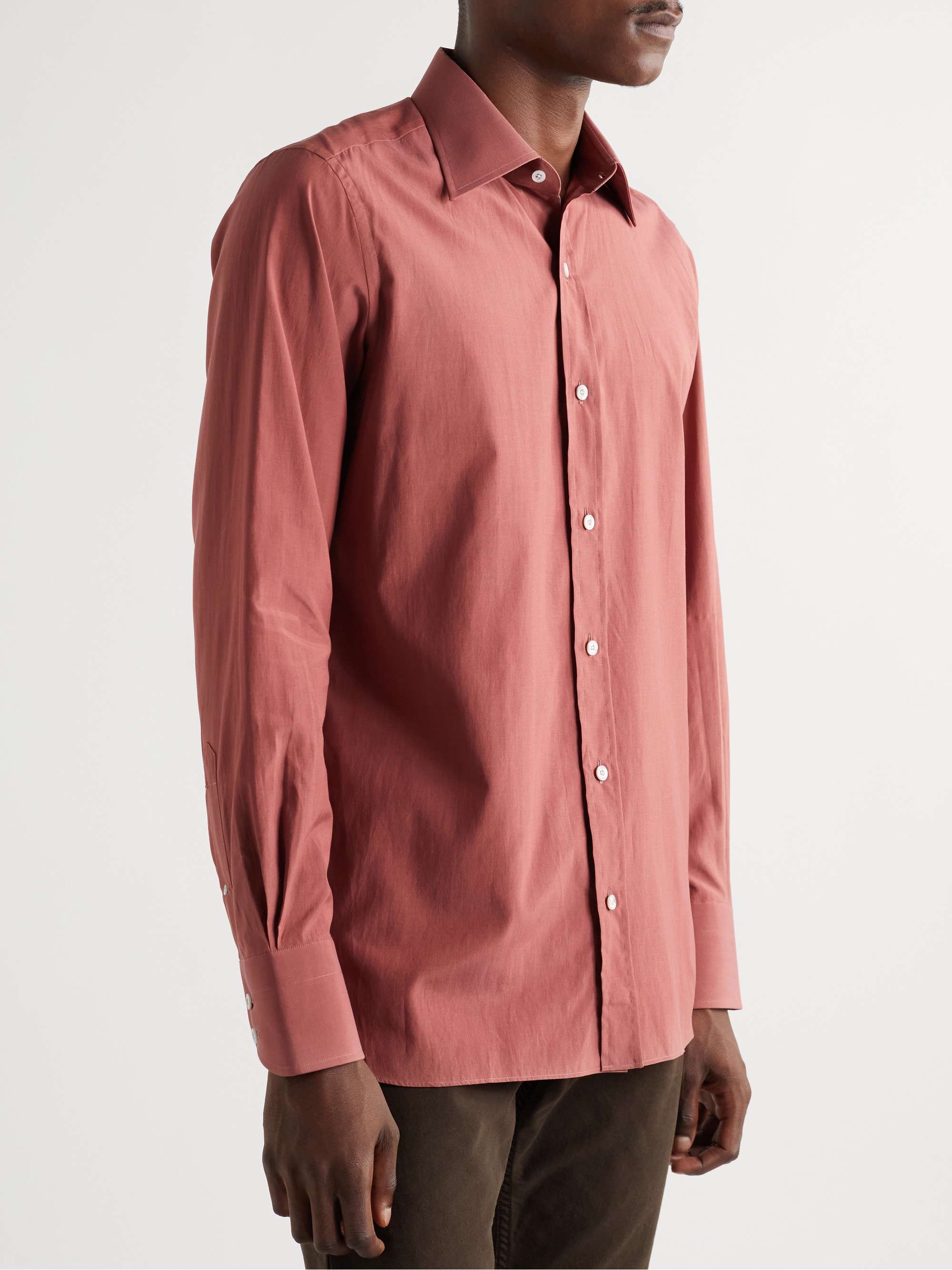 TOM FORD Slim-Fit Button-Down Collar Silk and Cotton-Blend Shirt