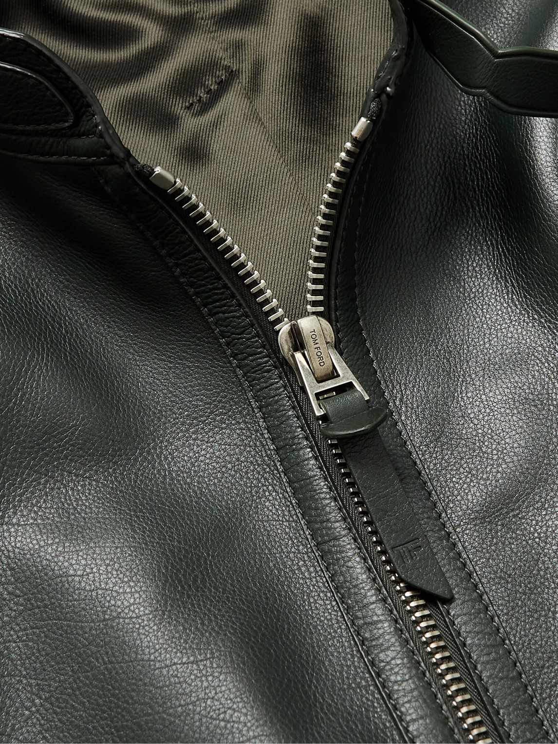 Zip-front Leather Jacket In Black