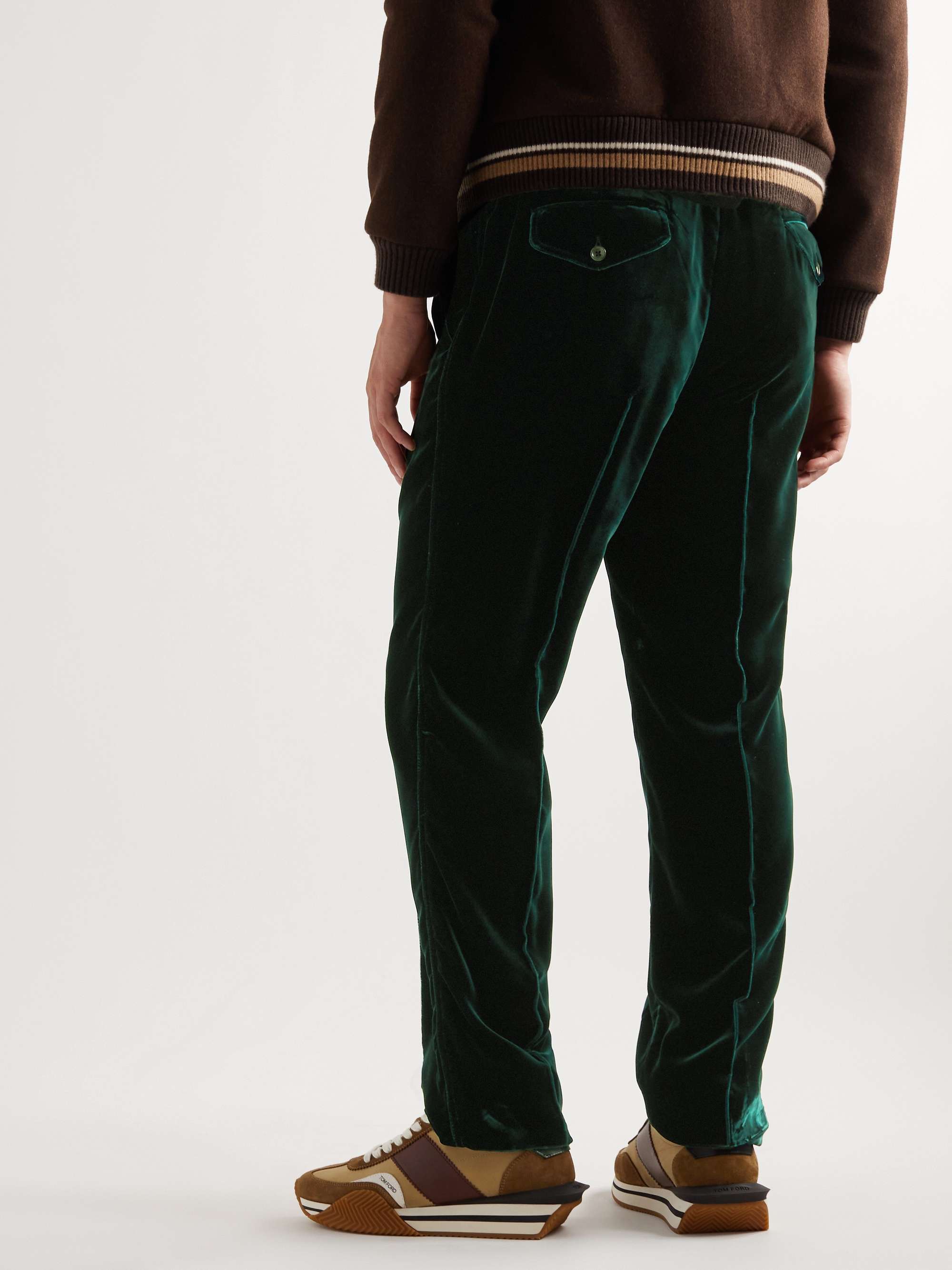 Green Straight-Leg Pleated Velvet Sweatpants | TOM FORD | MR PORTER