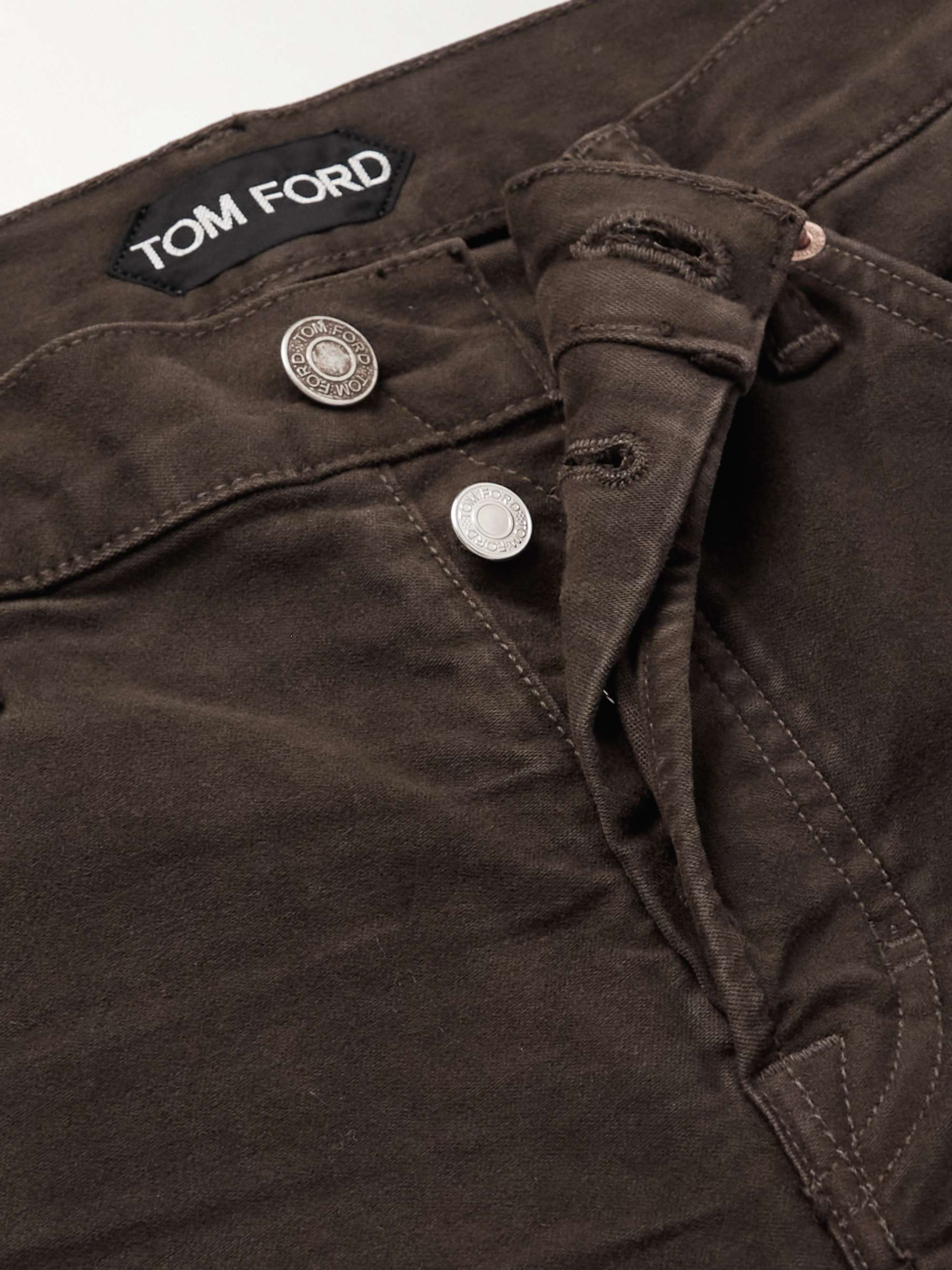 TOM FORD Slim-Fit Garment-Dyed Stretch-Cotton Moleskin Trousers