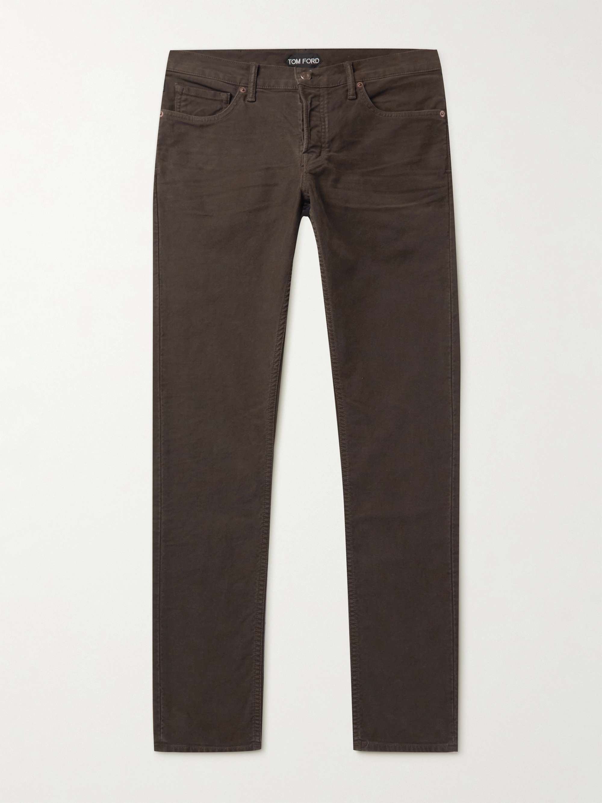 TOM FORD Slim-Fit Garment-Dyed Stretch-Cotton Moleskin Trousers