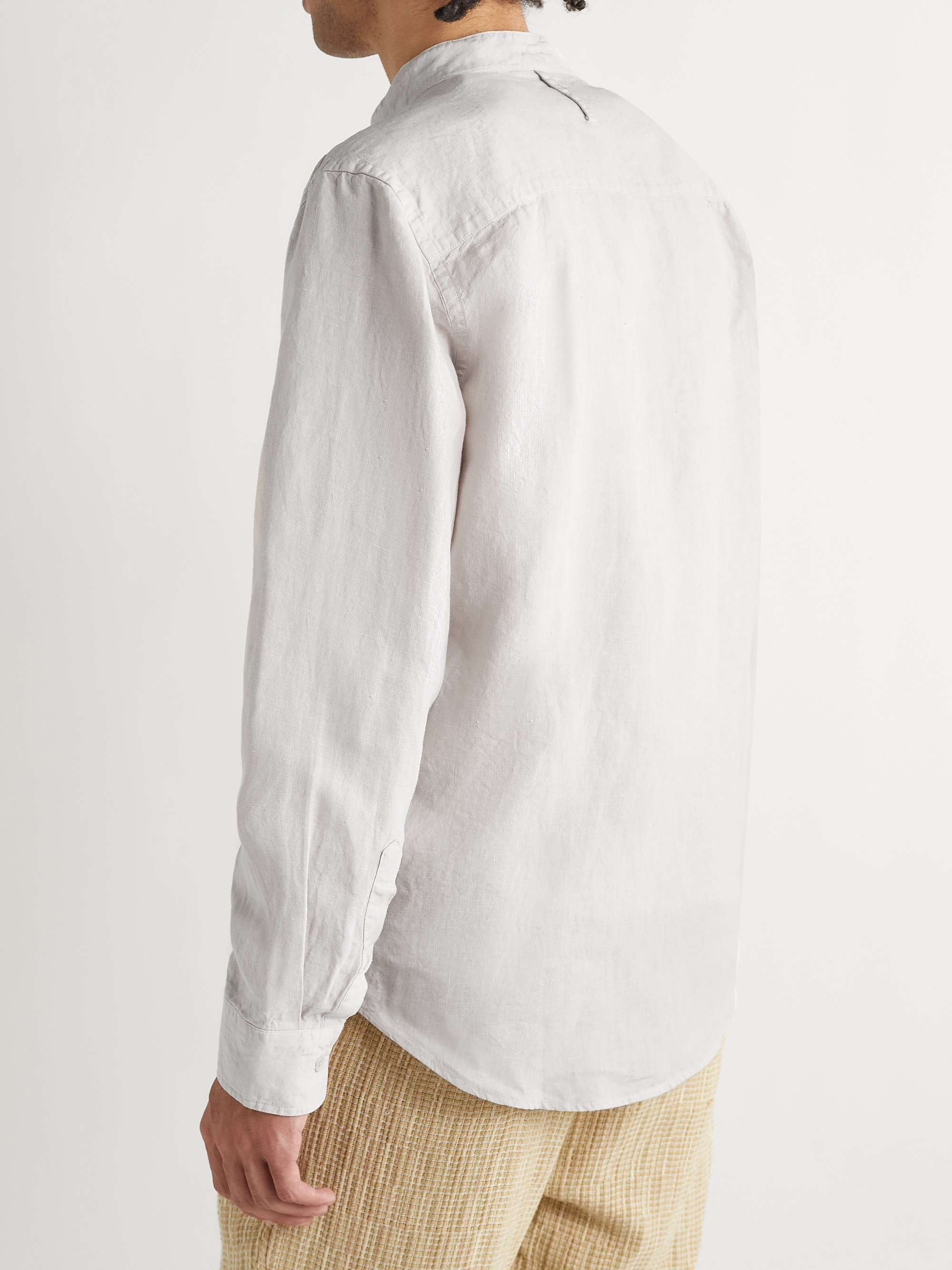 NN07 Eddie Grandad-Collar Linen Shirt