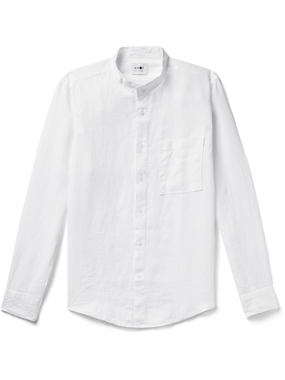 NN07 Eddie Grandad-Collar Linen Shirt