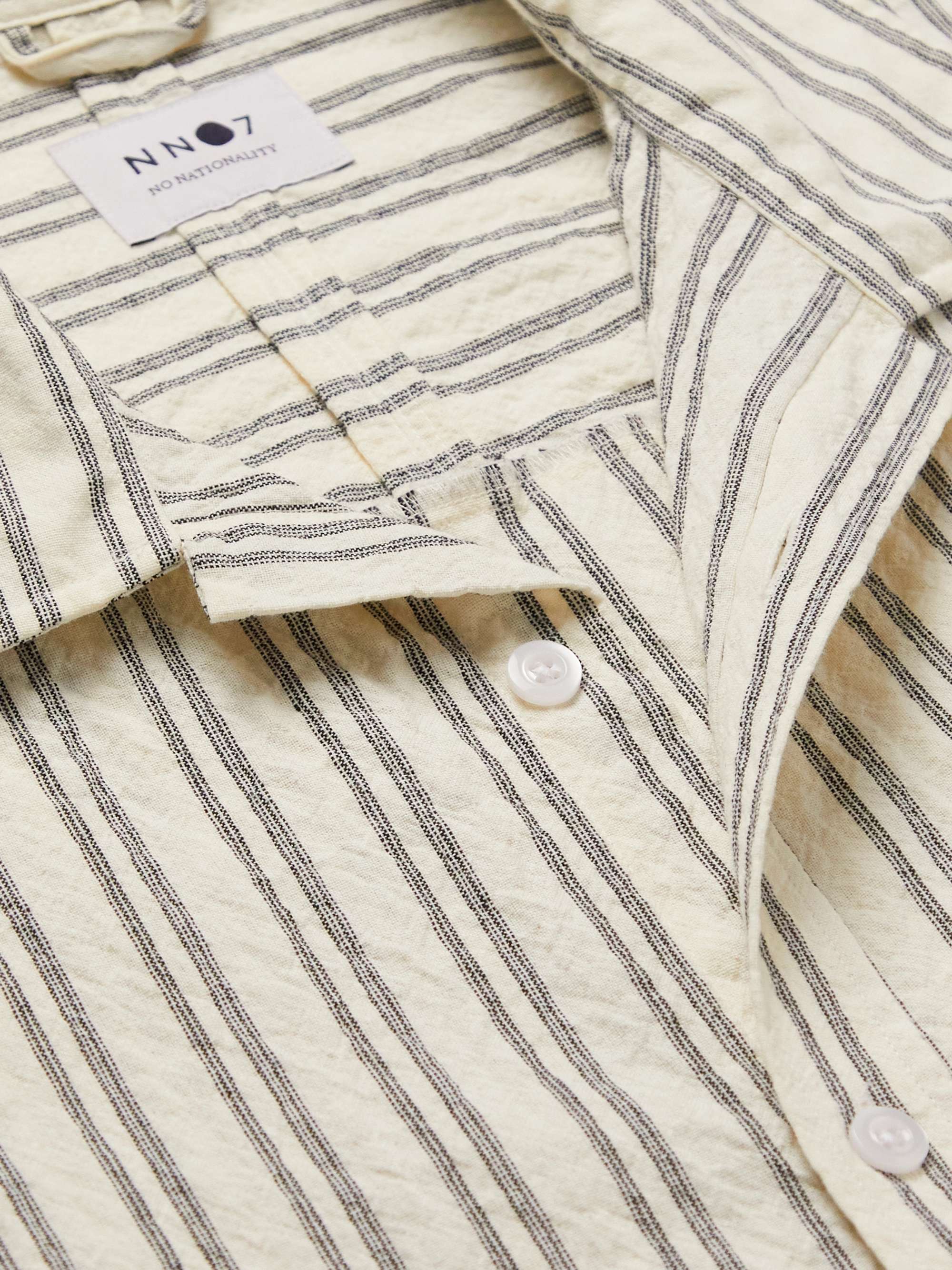NN07 Ole Camp-Collar Striped Cotton-Blend Shirt