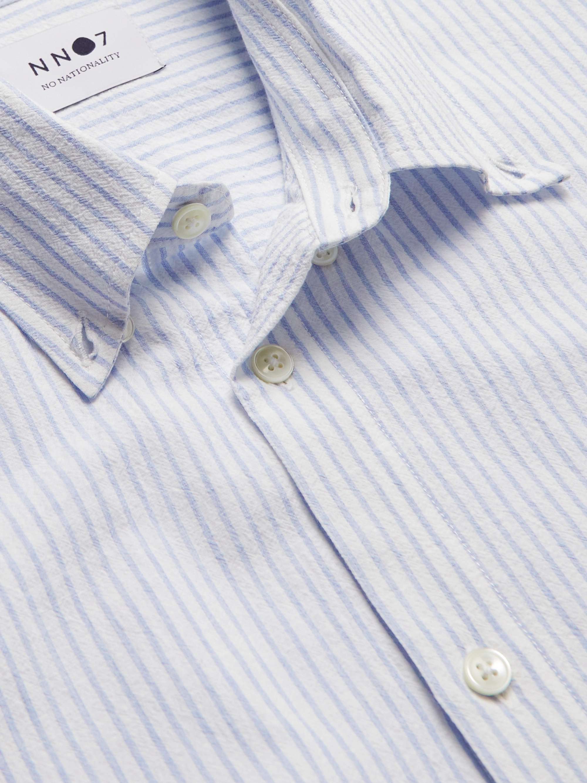 NN07 Arne Button-Down Collar Striped Cotton Shirt