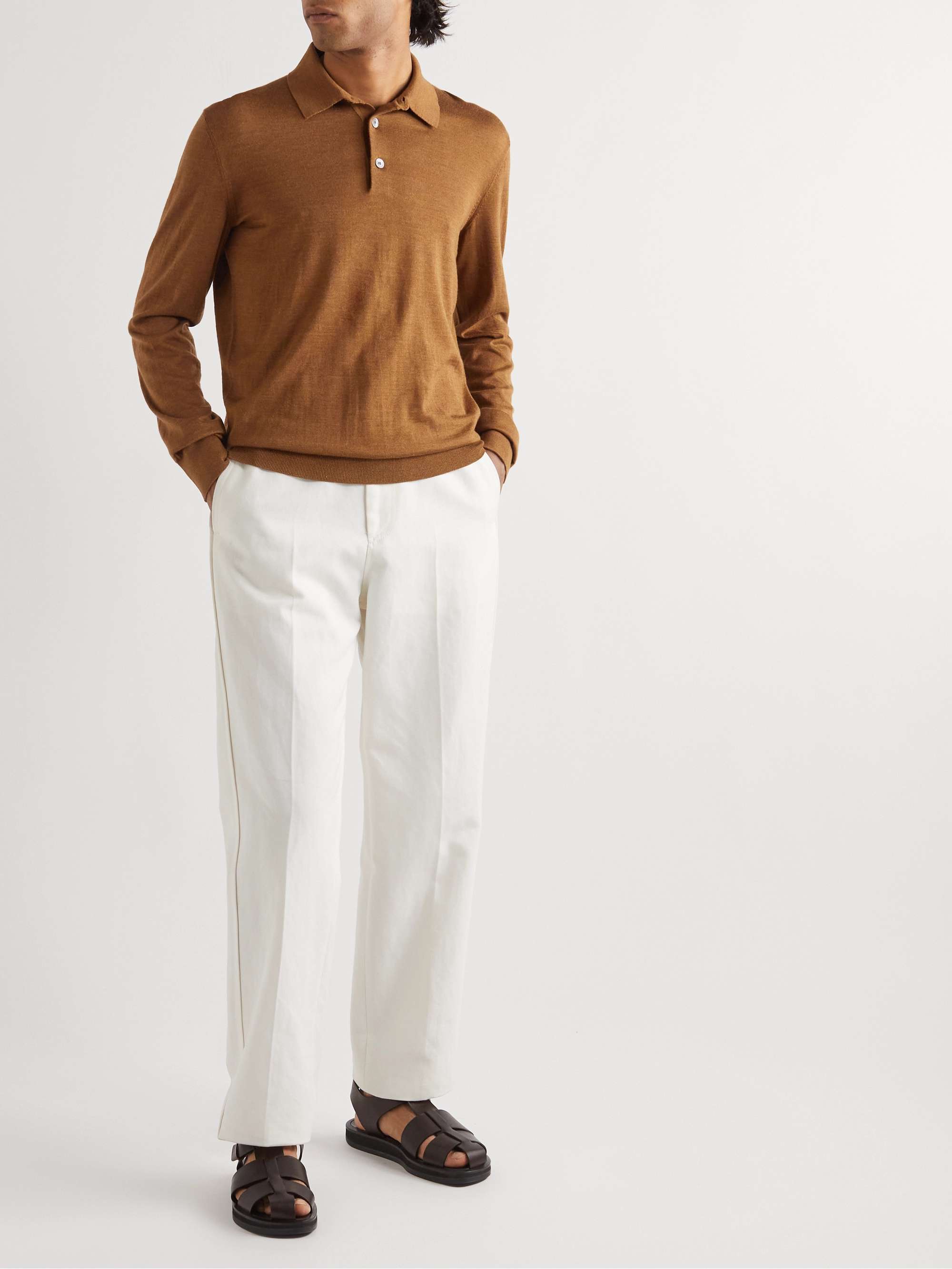 ZEGNA Ribbed Cashmere and Silk-Blend Polo Shirt