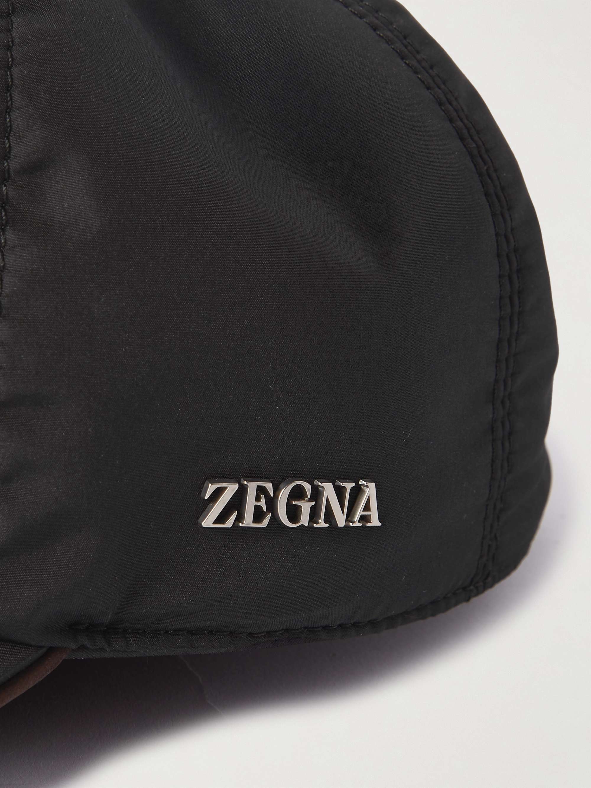 ZEGNA Zephir Leather-Trimmed Logo-Appliquéd Shell Baseball Cap
