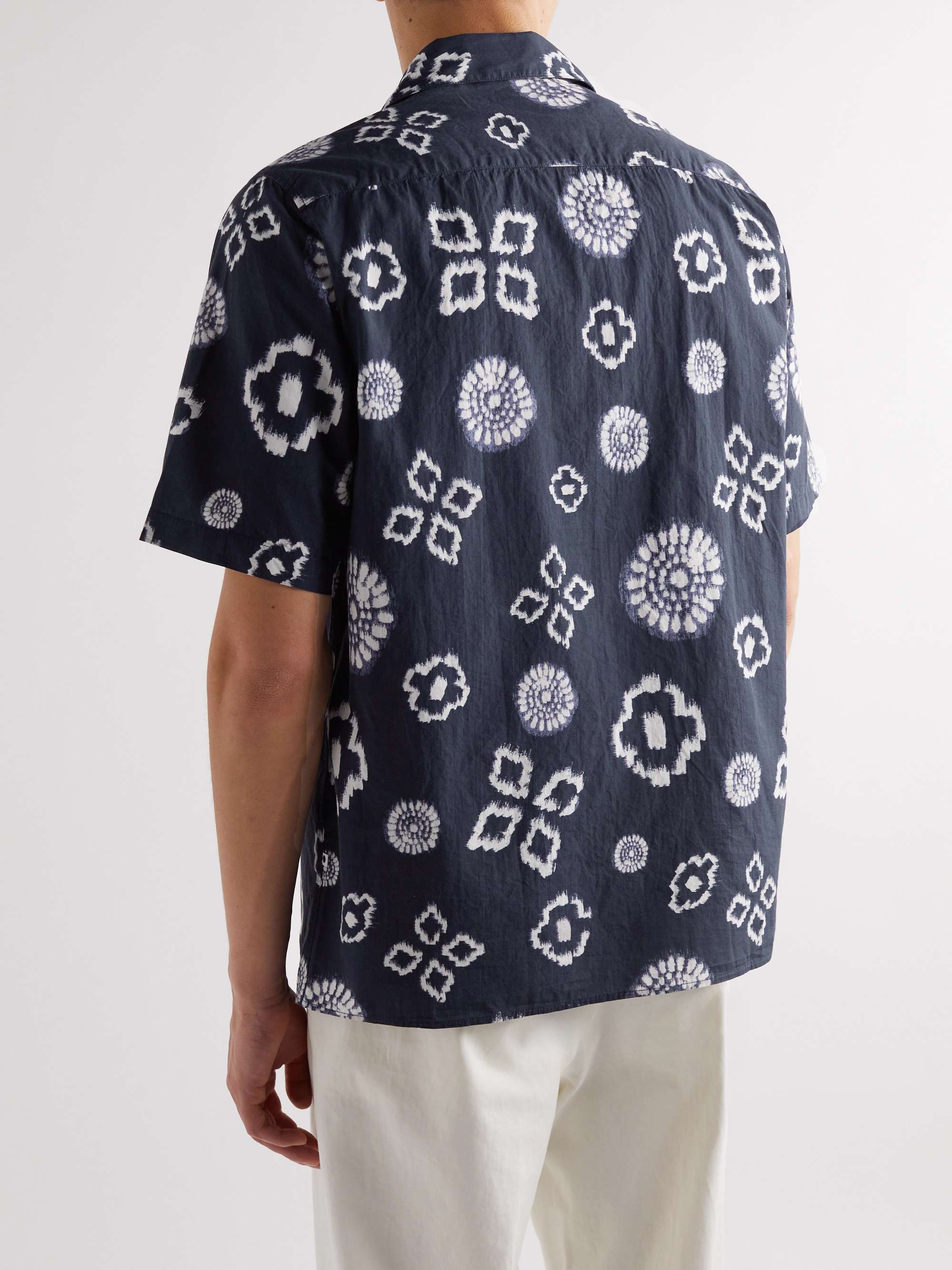 NN07 Julio Convertible-Collar Printed Cotton-Poplin Shirt