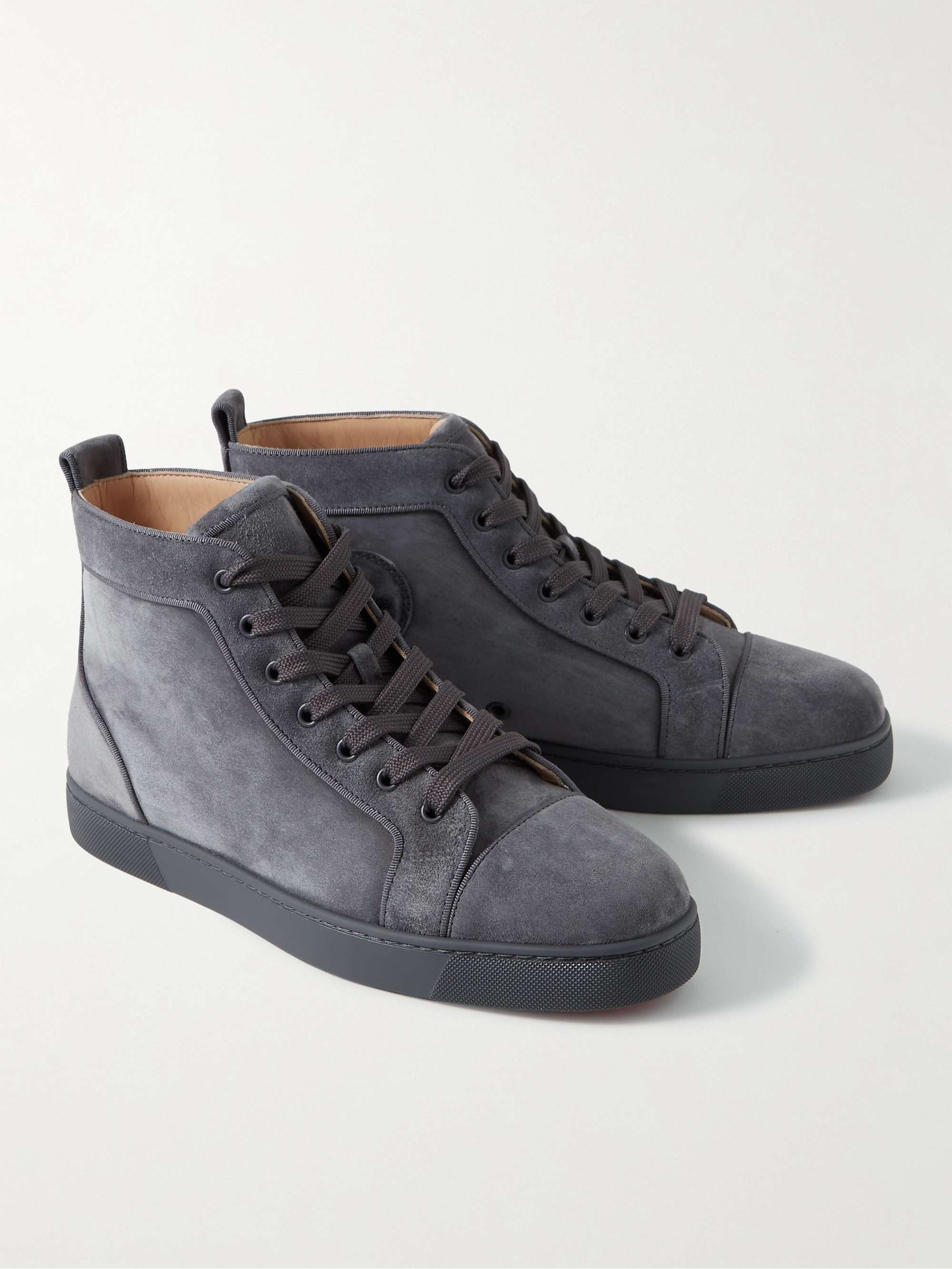 CHRISTIAN LOUBOUTIN Louis Orlato Grosgrain-Trimmed Suede High-Top Sneakers
