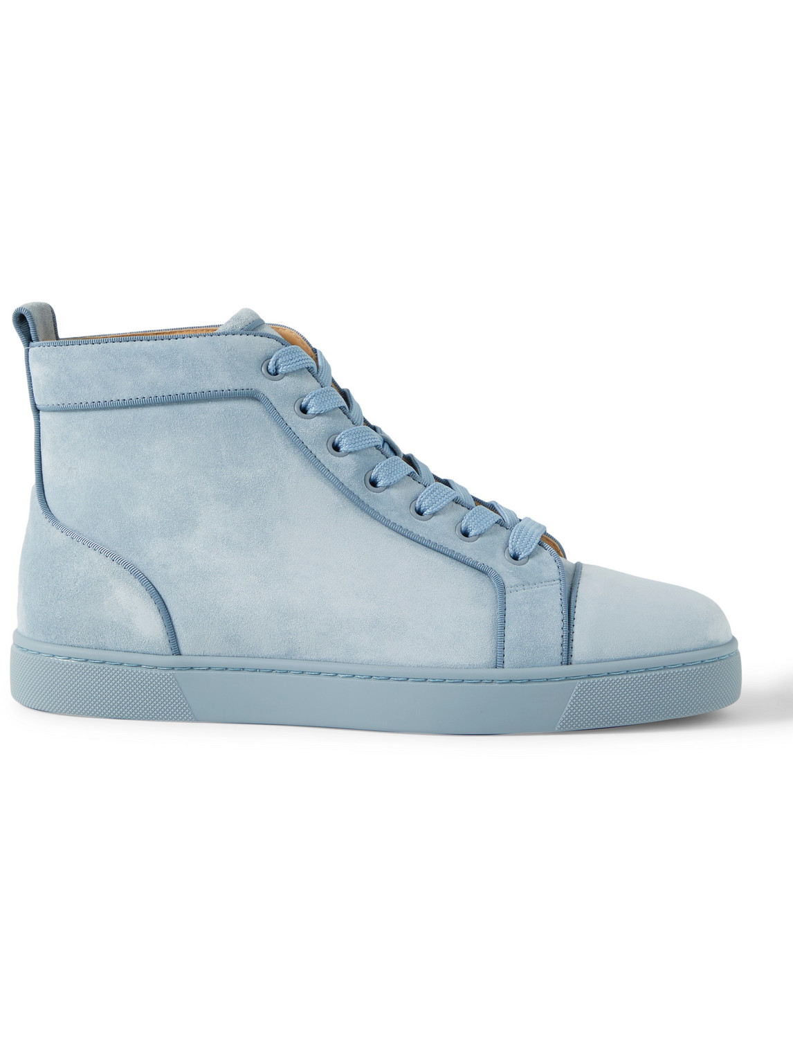 Christian Louboutin Louis Orlato Grosgrain-trimmed Suede High-top Sneakers In Blue