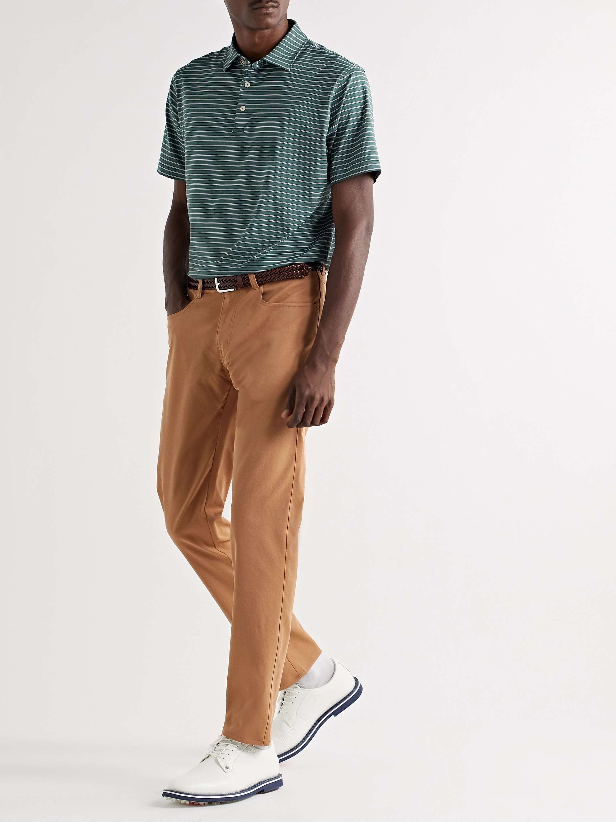 PETER MILLAR Drum Striped Tech-Jersey Golf Polo Shirt