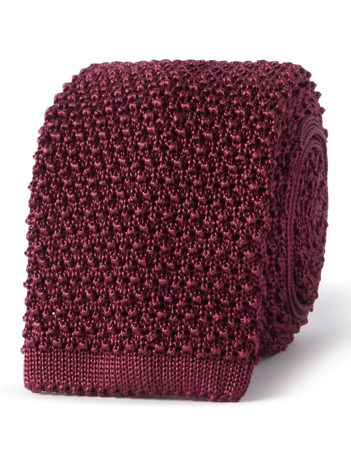 Canali 7cm Knitted Silk Tie In Burgundy | ModeSens