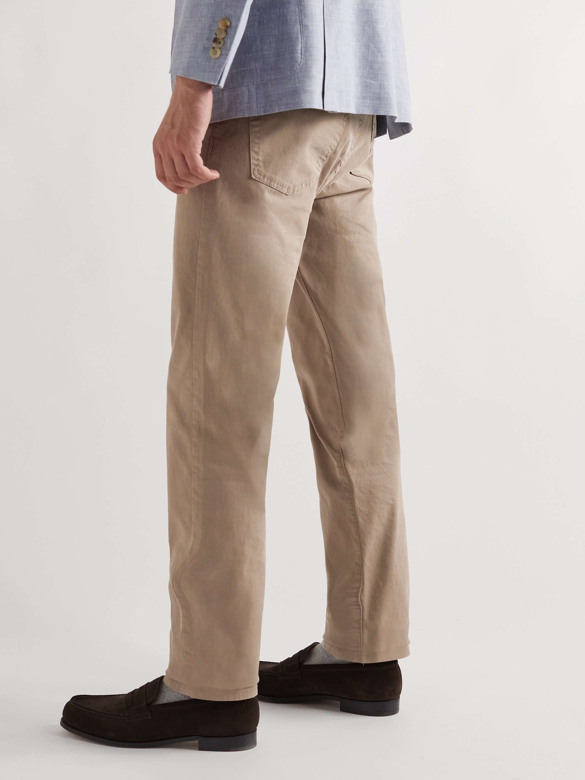 CANALI Straight-Leg Cotton-Blend Twill Trousers