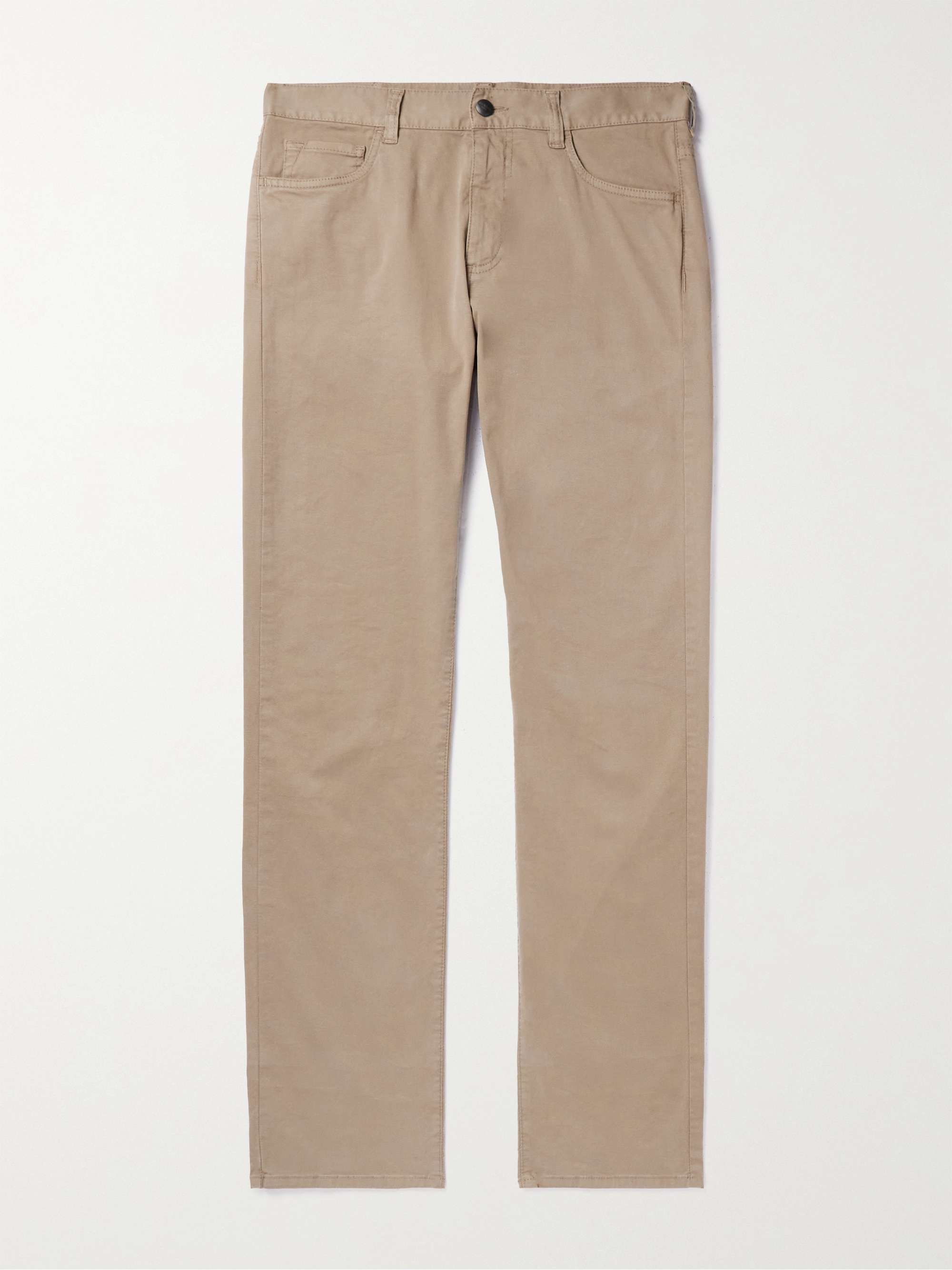 CANALI Straight-Leg Cotton-Blend Twill Trousers
