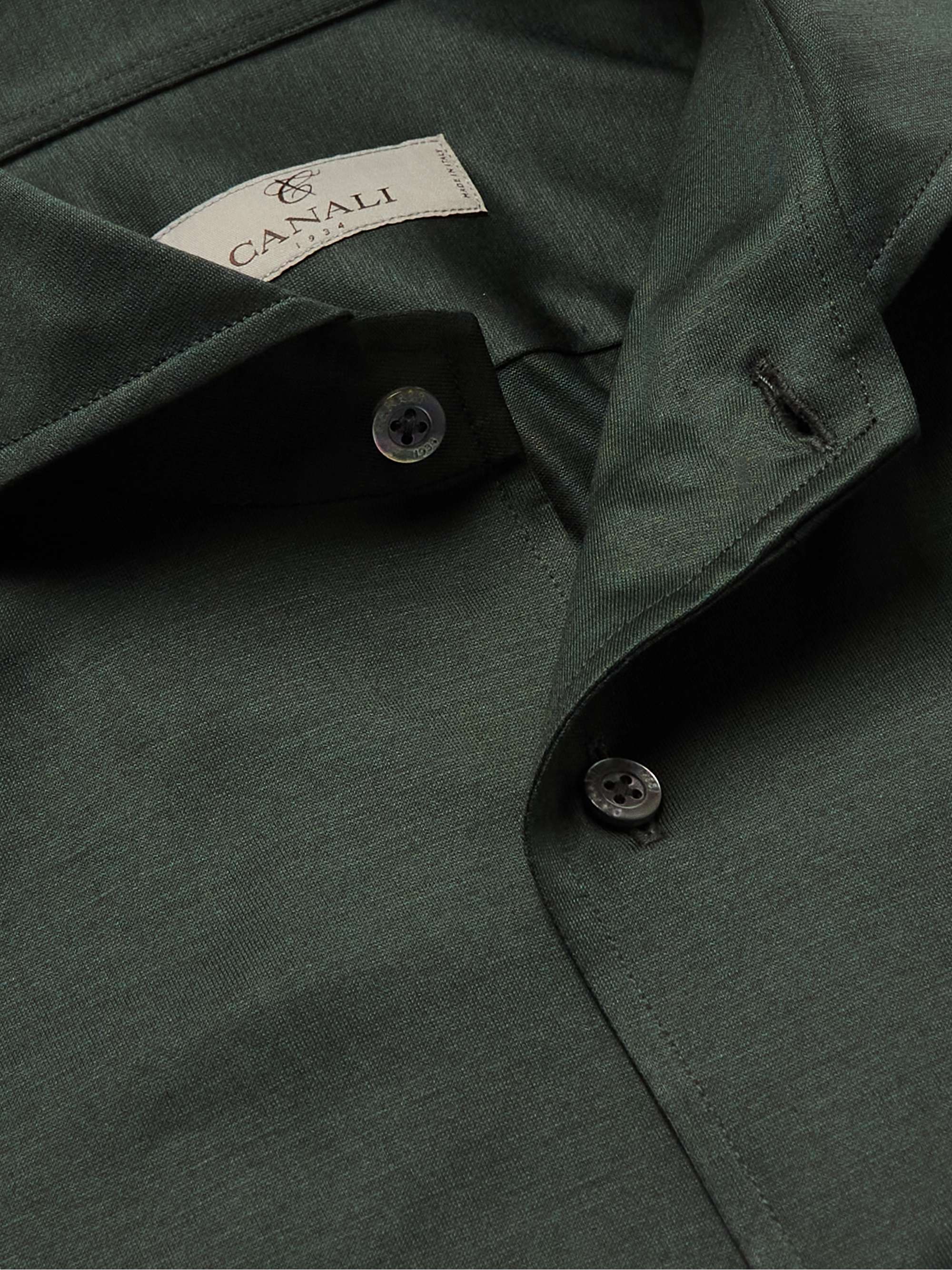 CANALI Slim-Fit Cutaway-Collar Cotton-Jersey Shirt